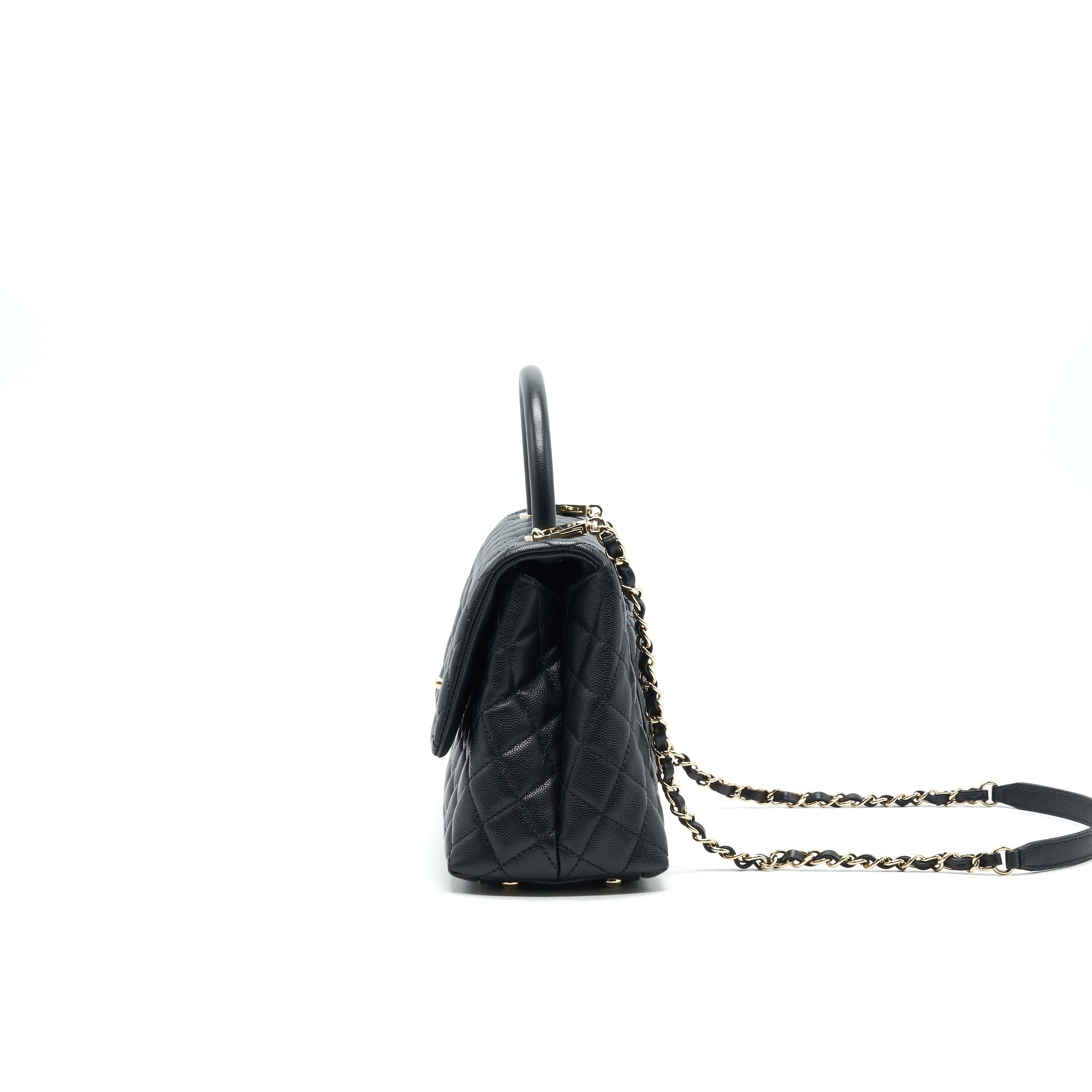 Chanel Small Coco Handle Flap Bag Caviar Black L
