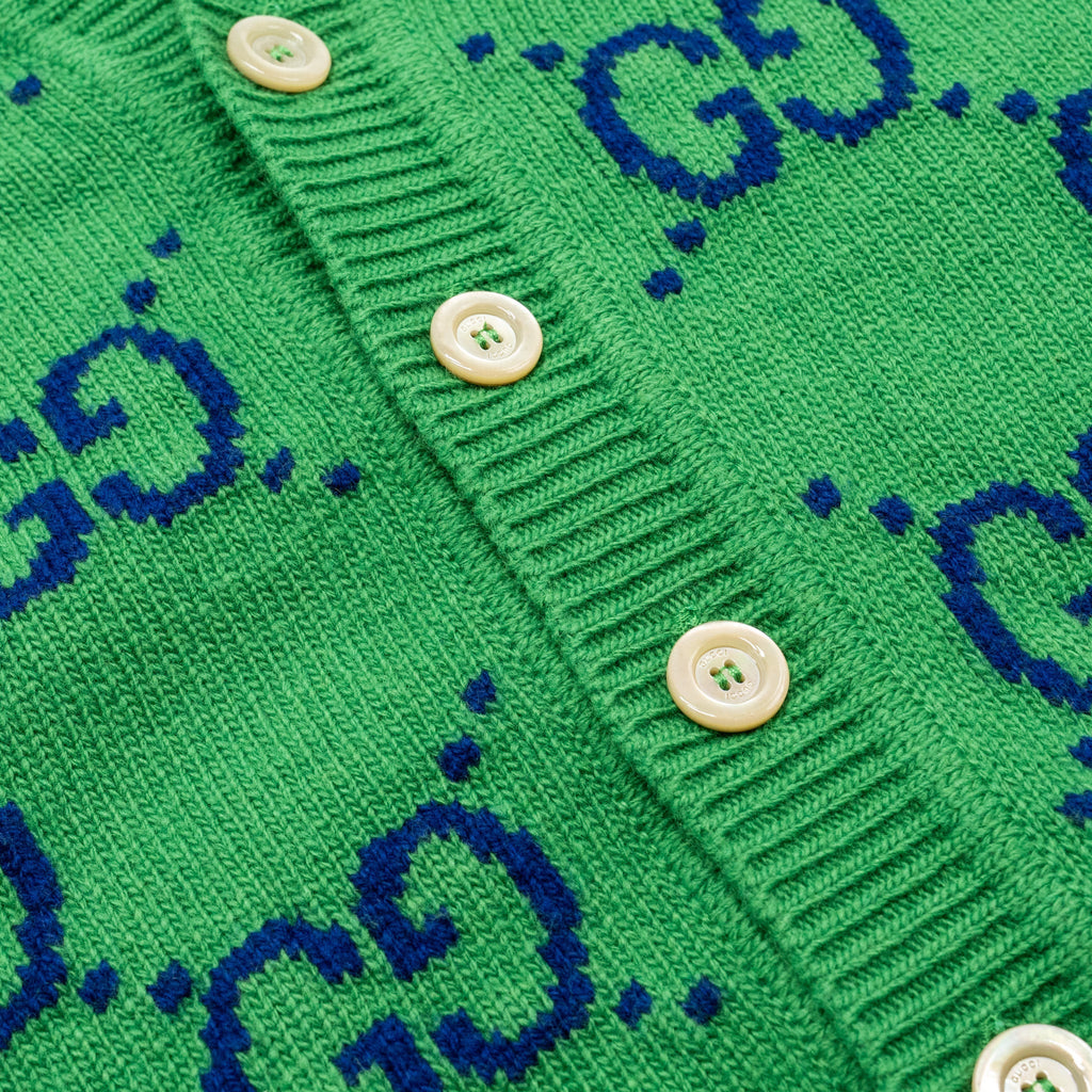 Gucci size S GG Knitted igan wool/laine Green/multicolour