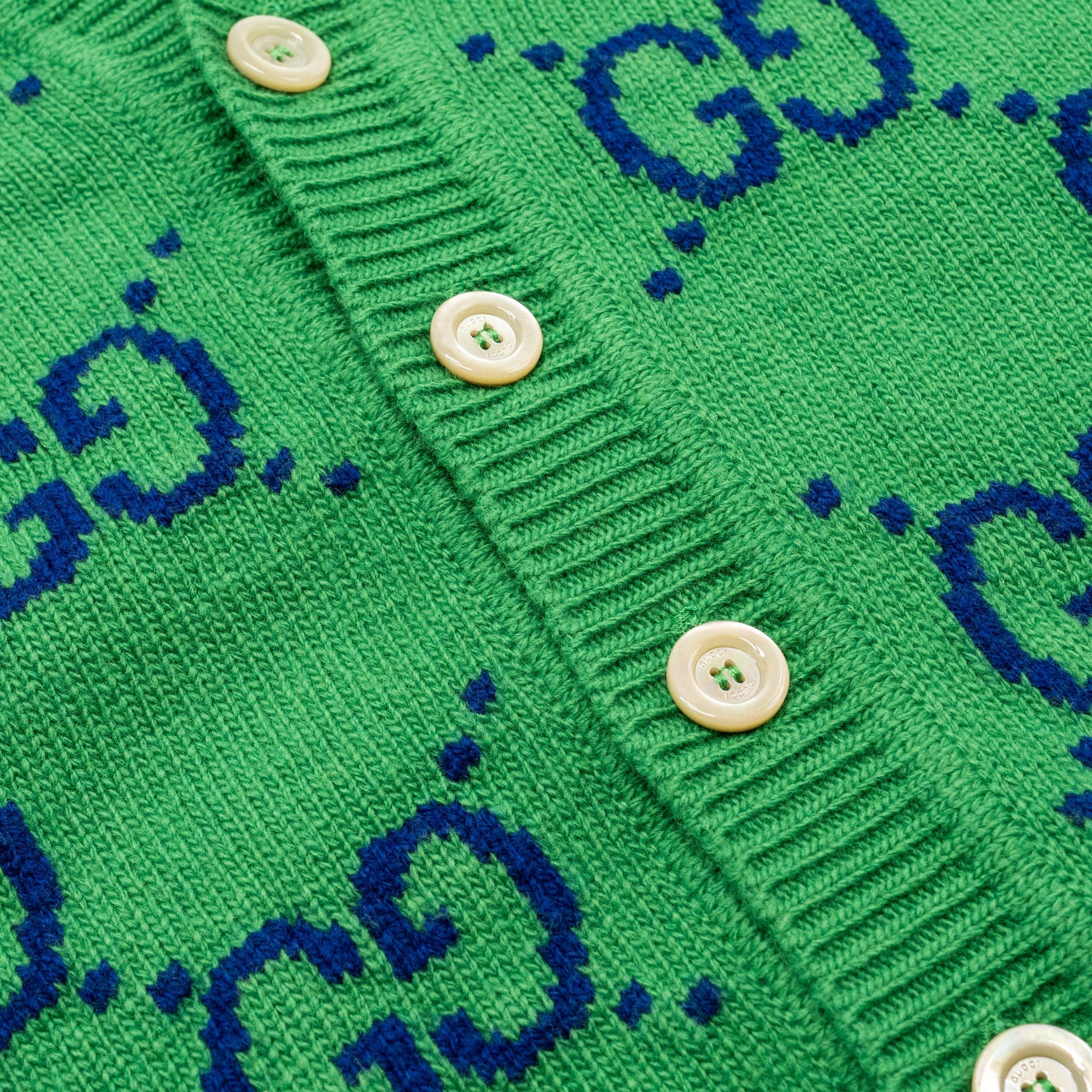 Gucci size S GG Knitted igan wool/laine Green/multicolour