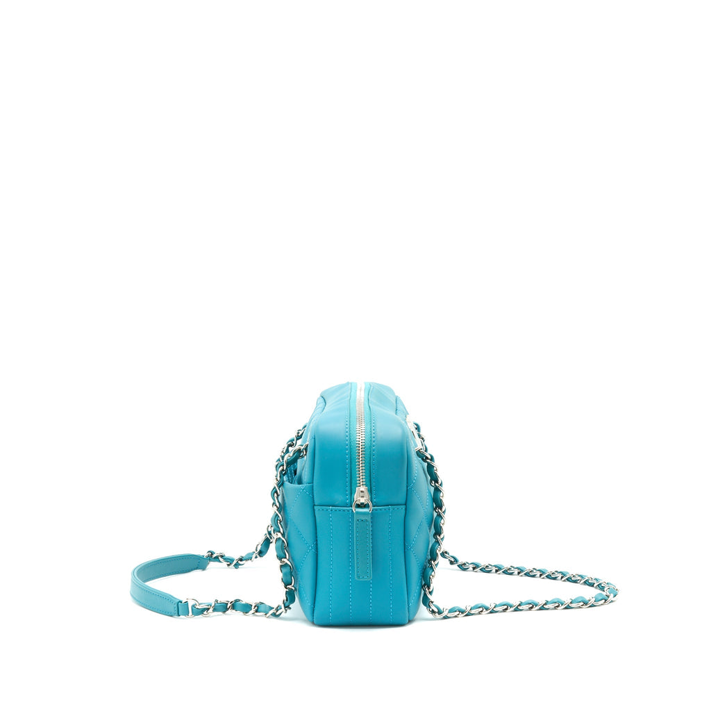 Chanel Quilted Rubberized Lambskin Coco Rain Camera Bag Blue