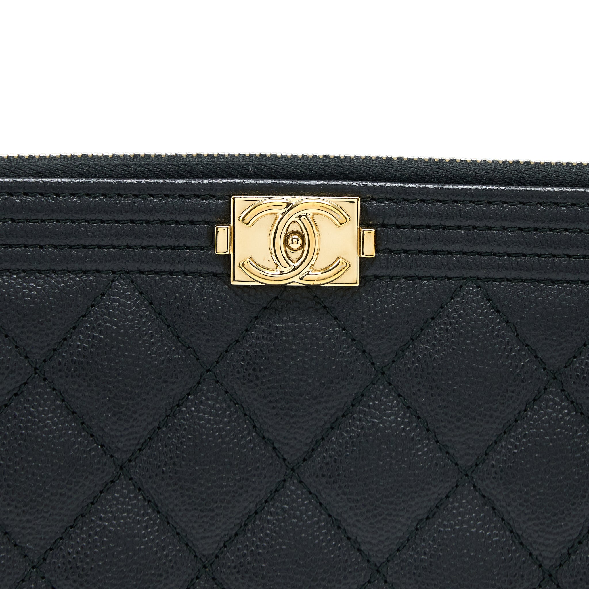 Chanel Boy Clutch Caviar Black