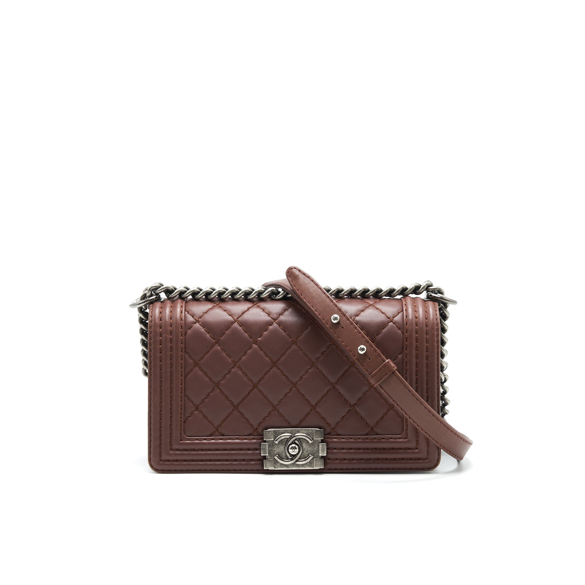 CHANEL MEDIUM BOY CHANEL BAG CHOCOLATE BROWN