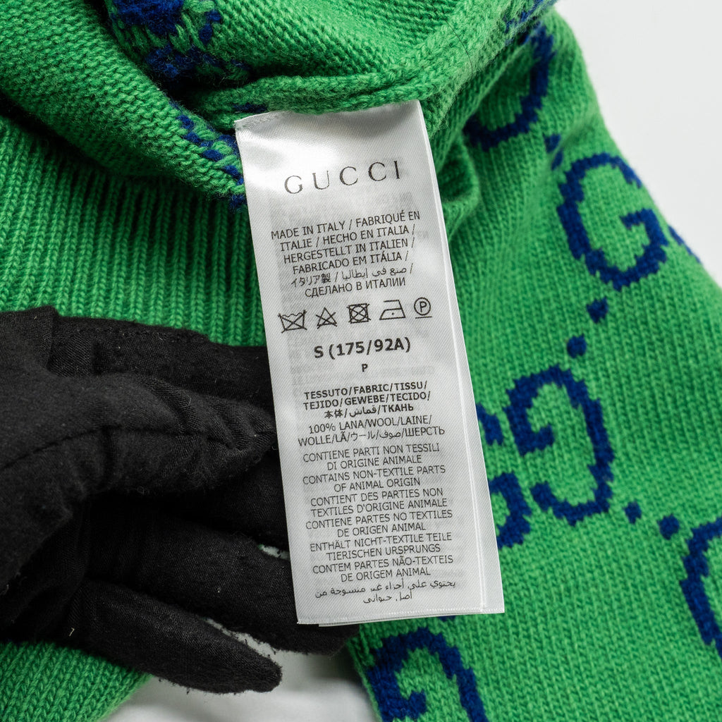 Gucci size S GG Knitted igan wool/laine Green/multicolour