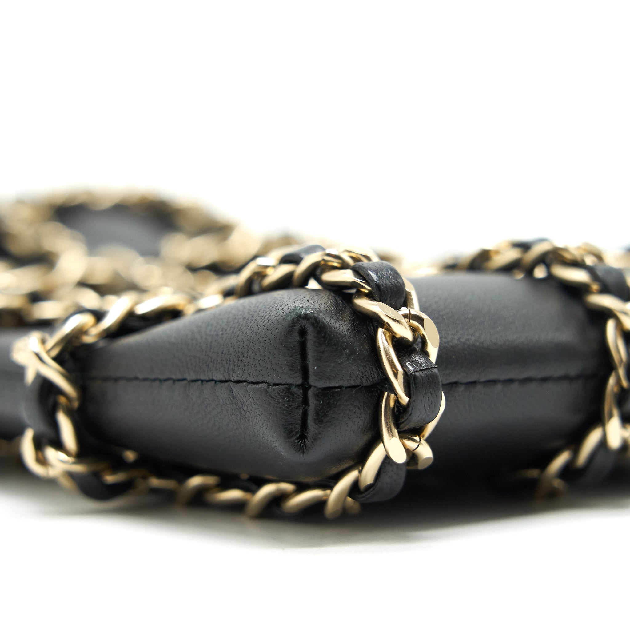 Chanel Gold Clutch O Chain Phone Holder black