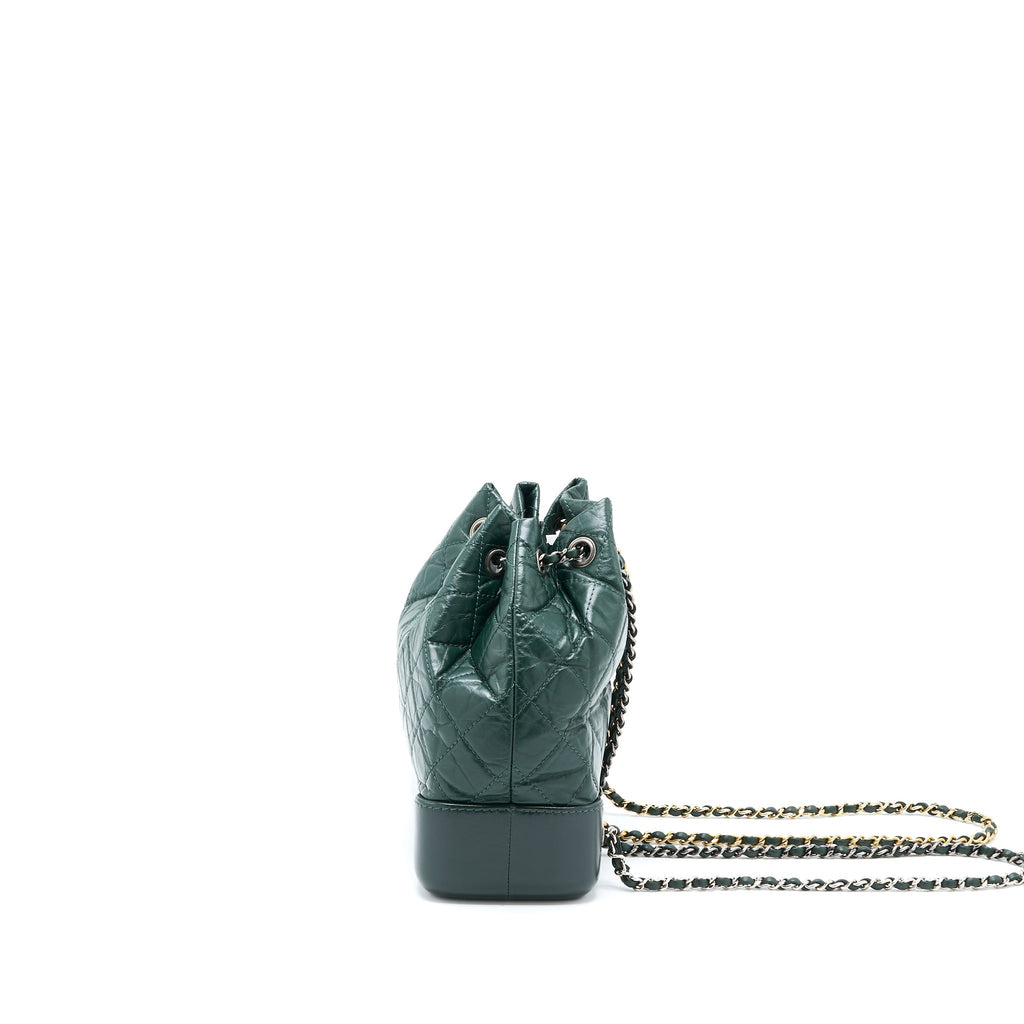 Chanel Small Gabrielle Backpack Calfskin Dark Green Multicolour Hardware