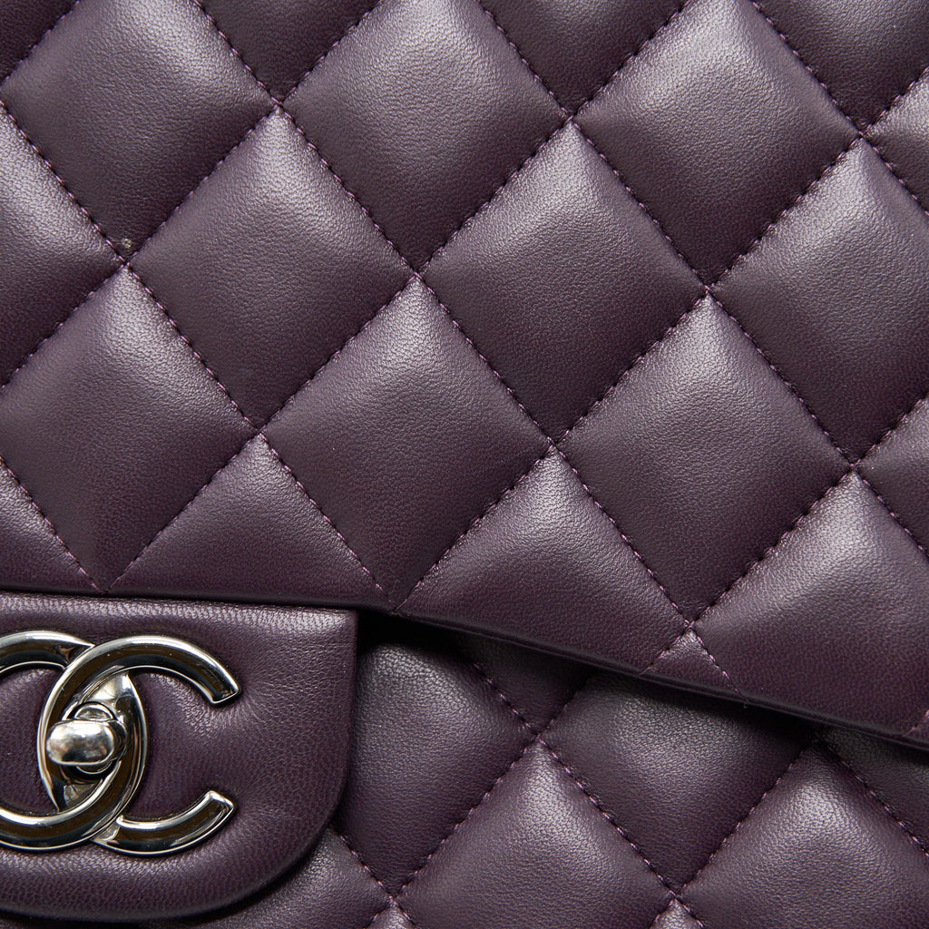 Chanel Maxi Double Flap Bag Lambskin Burgundy