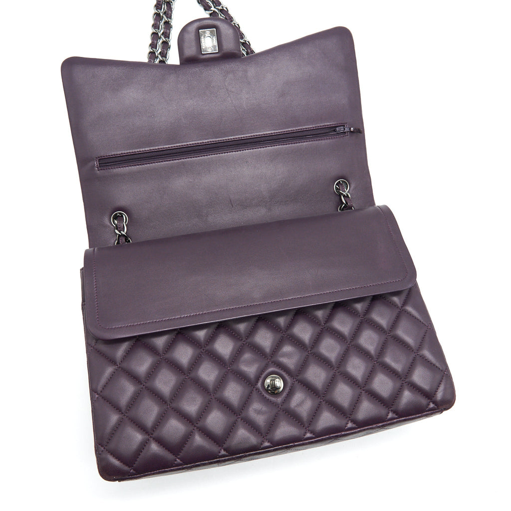 Chanel Maxi Double Flap Bag Lambskin Burgundy