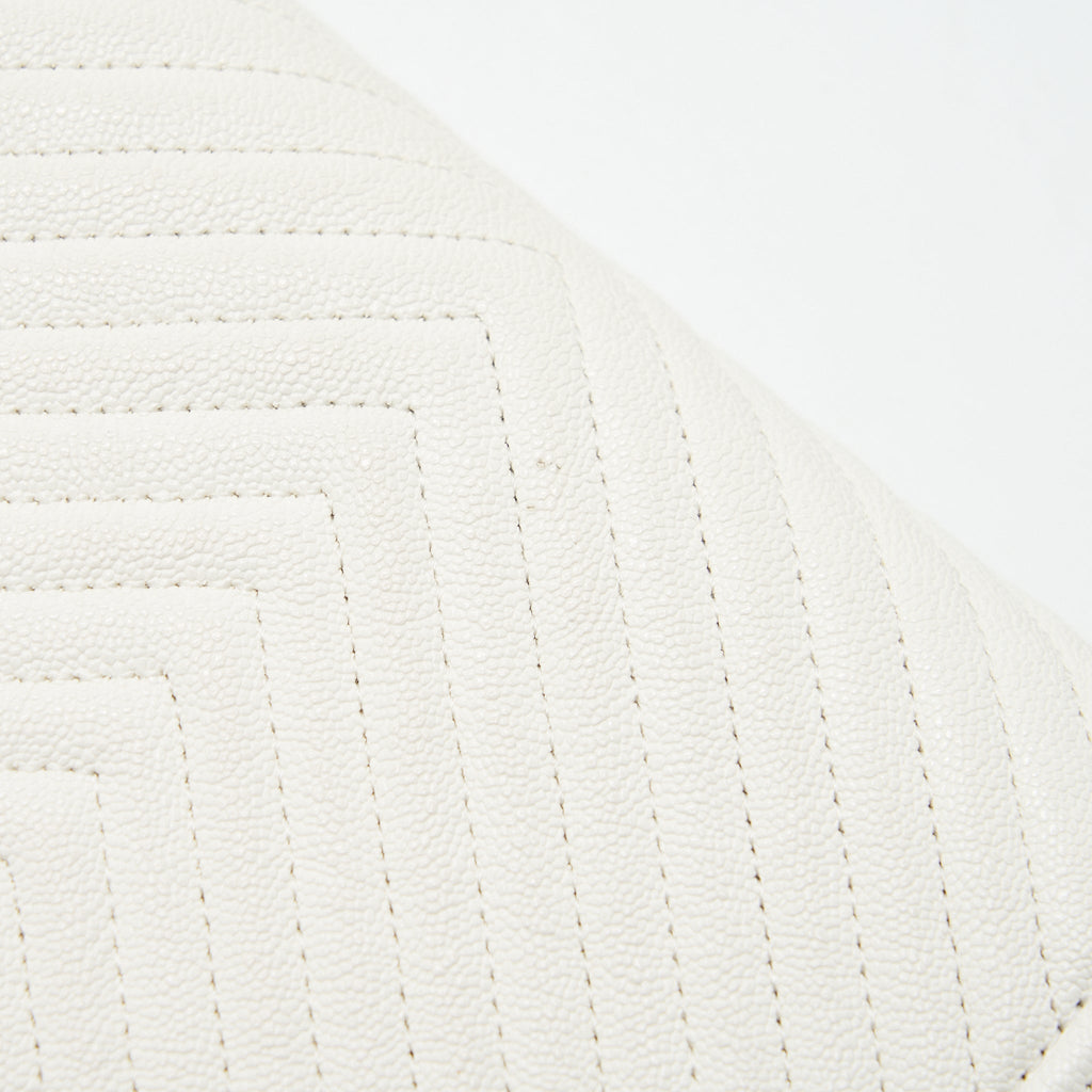Chanel Chevron Caviar Wallet on Chain Ivory L