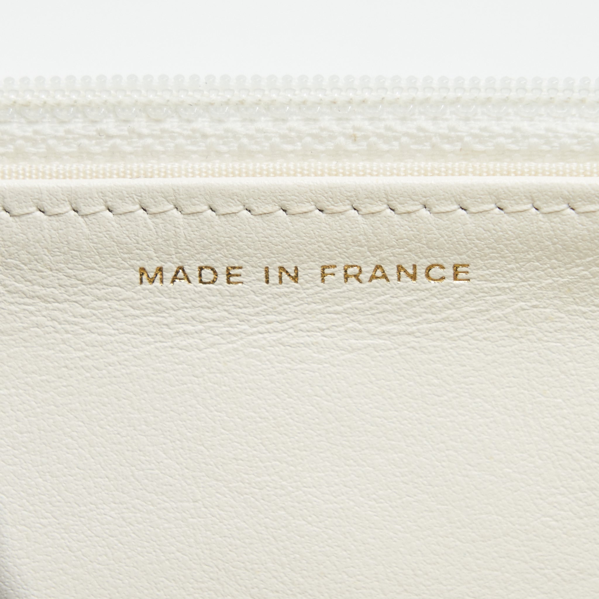 Chanel Chevron Caviar Wallet on Chain Ivory L