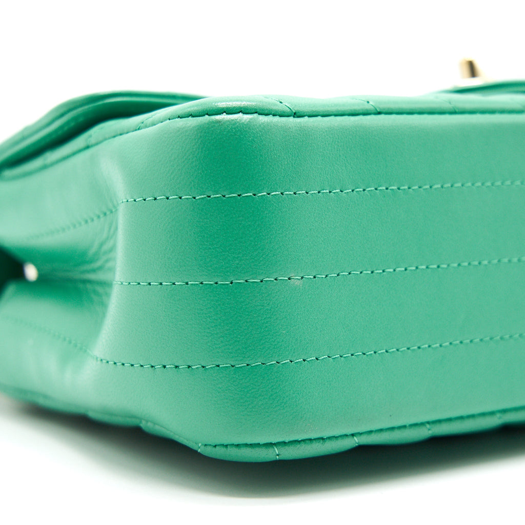 Chanel Chevron Mini Rectangular Green with L