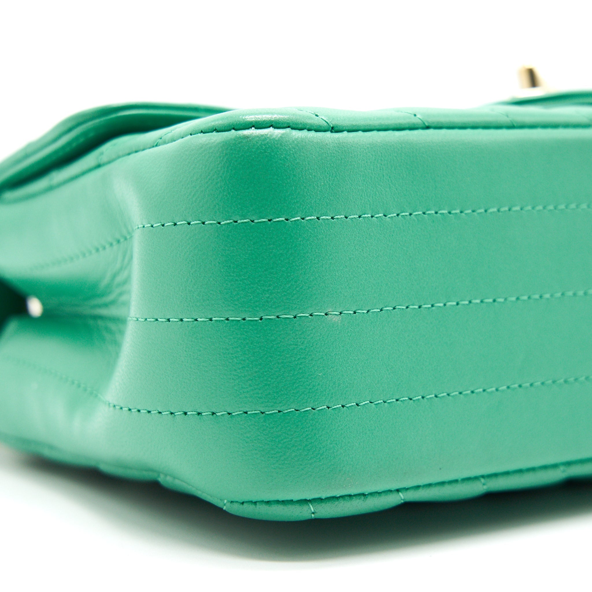 Chanel Chevron Mini Rectangular Green with L