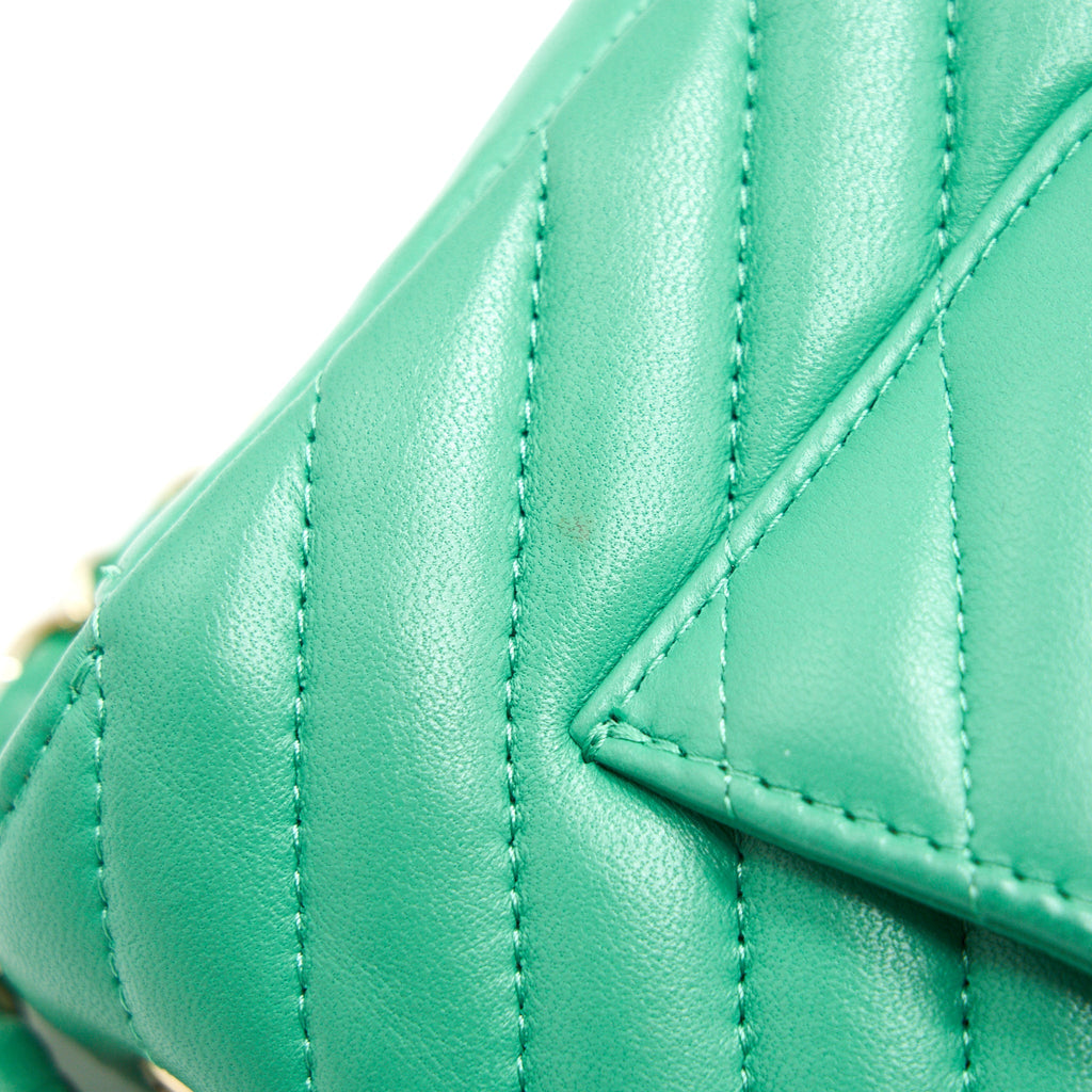 Chanel Chevron Mini Rectangular Green with L