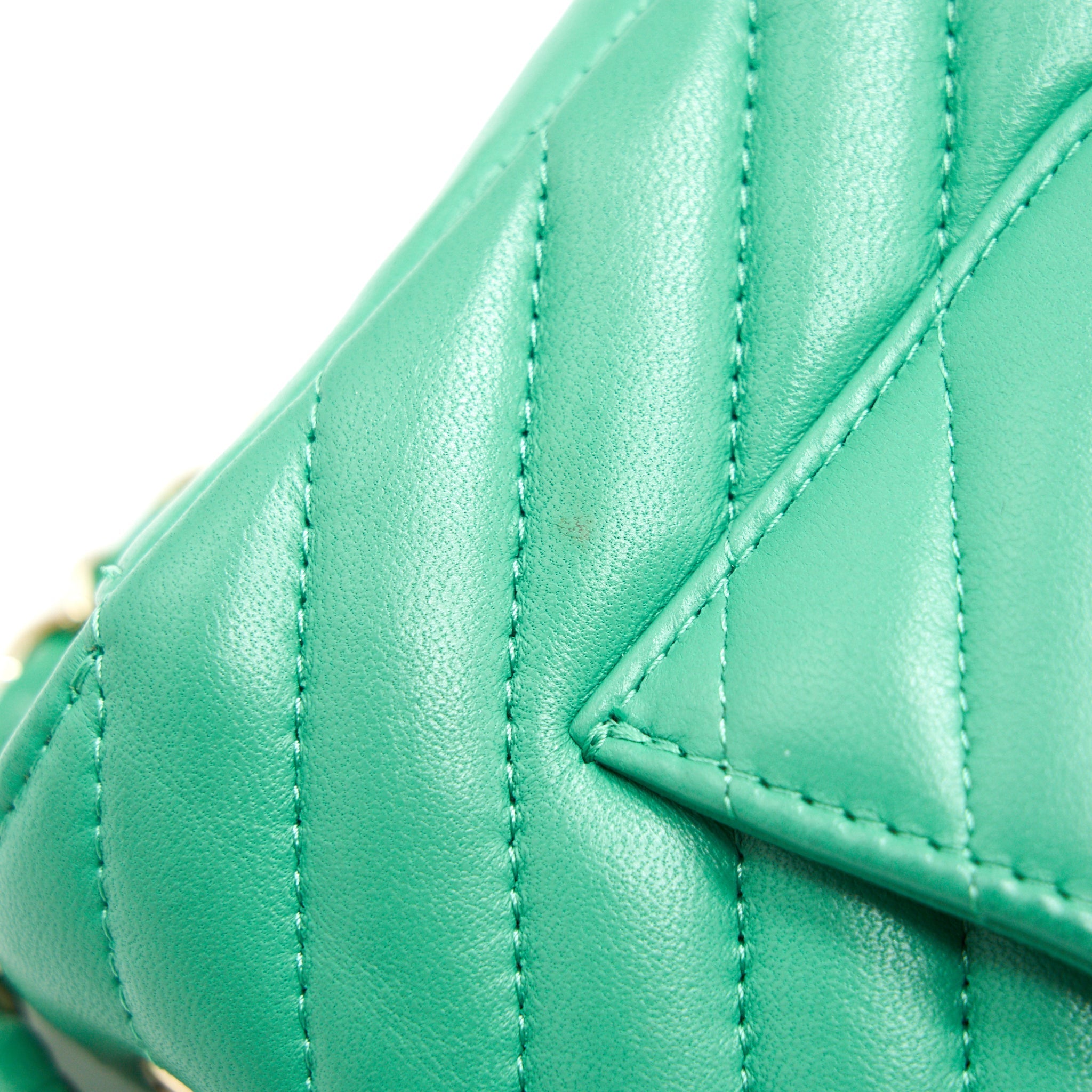 Chanel Chevron Mini Rectangular Green with L