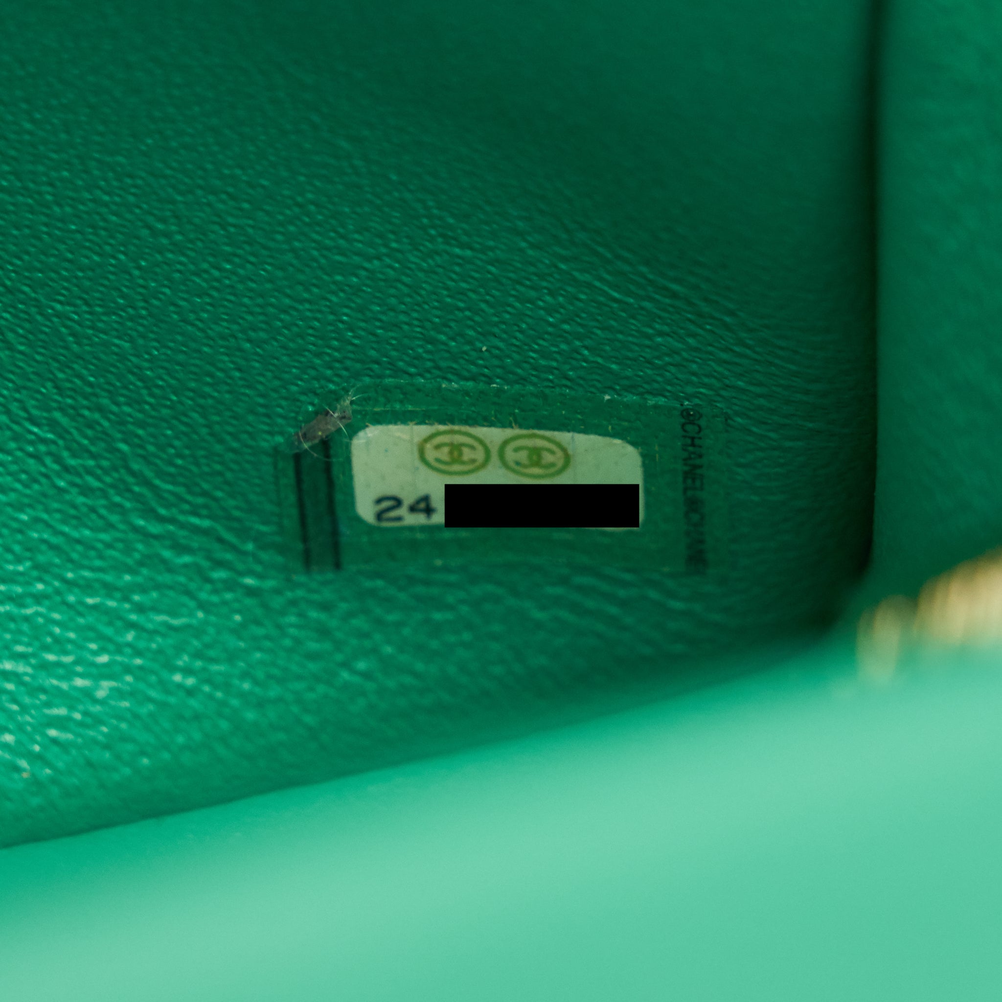 Chanel Chevron Mini Rectangular Green with L