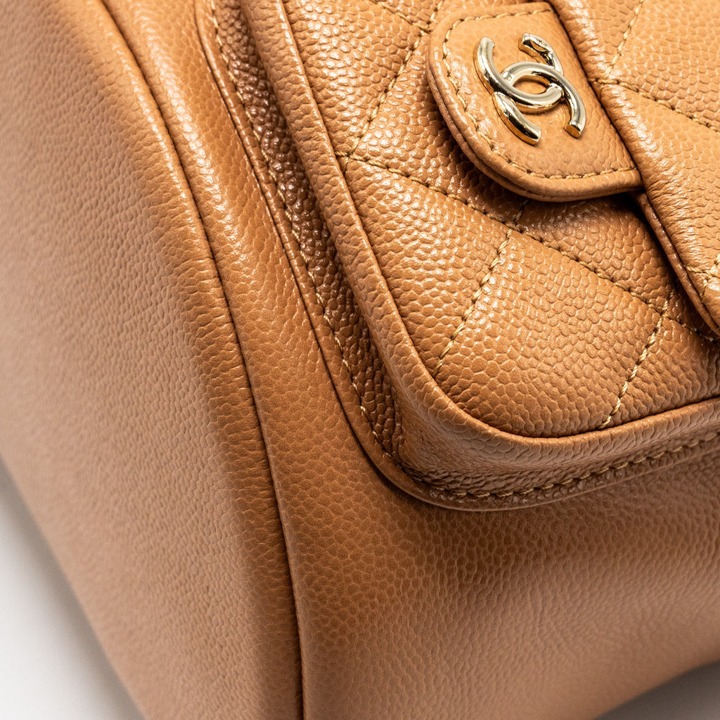 Chanel Triple Pack Backpack Caviar Caramel L (Microchip)