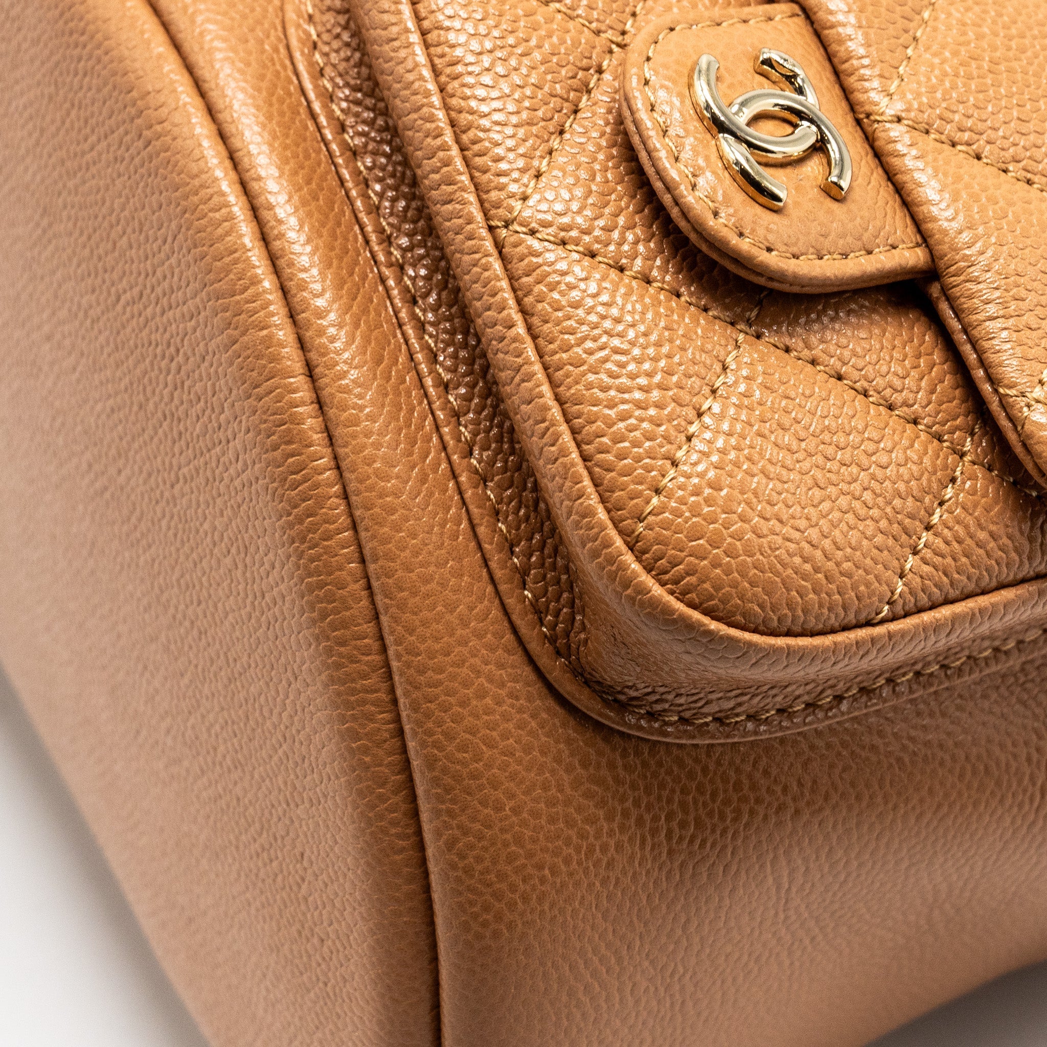 Chanel Triple Pack Backpack Caviar Caramel L (Microchip)