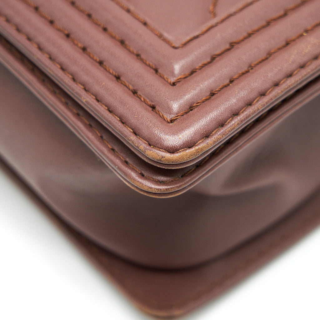 CHANEL MEDIUM BOY CHANEL BAG CHOCOLATE BROWN