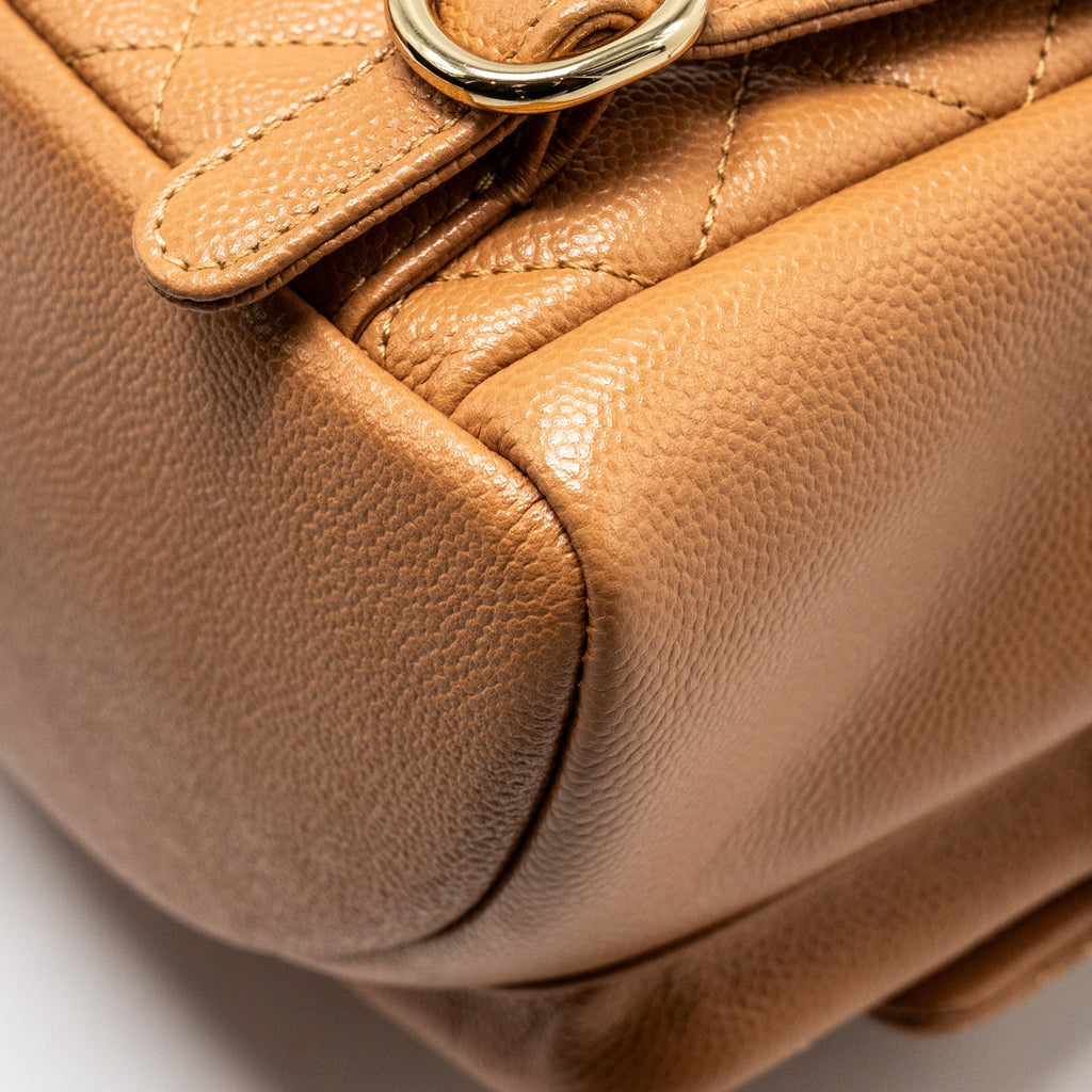 Chanel Triple Pack Backpack Caviar Caramel L (Microchip)