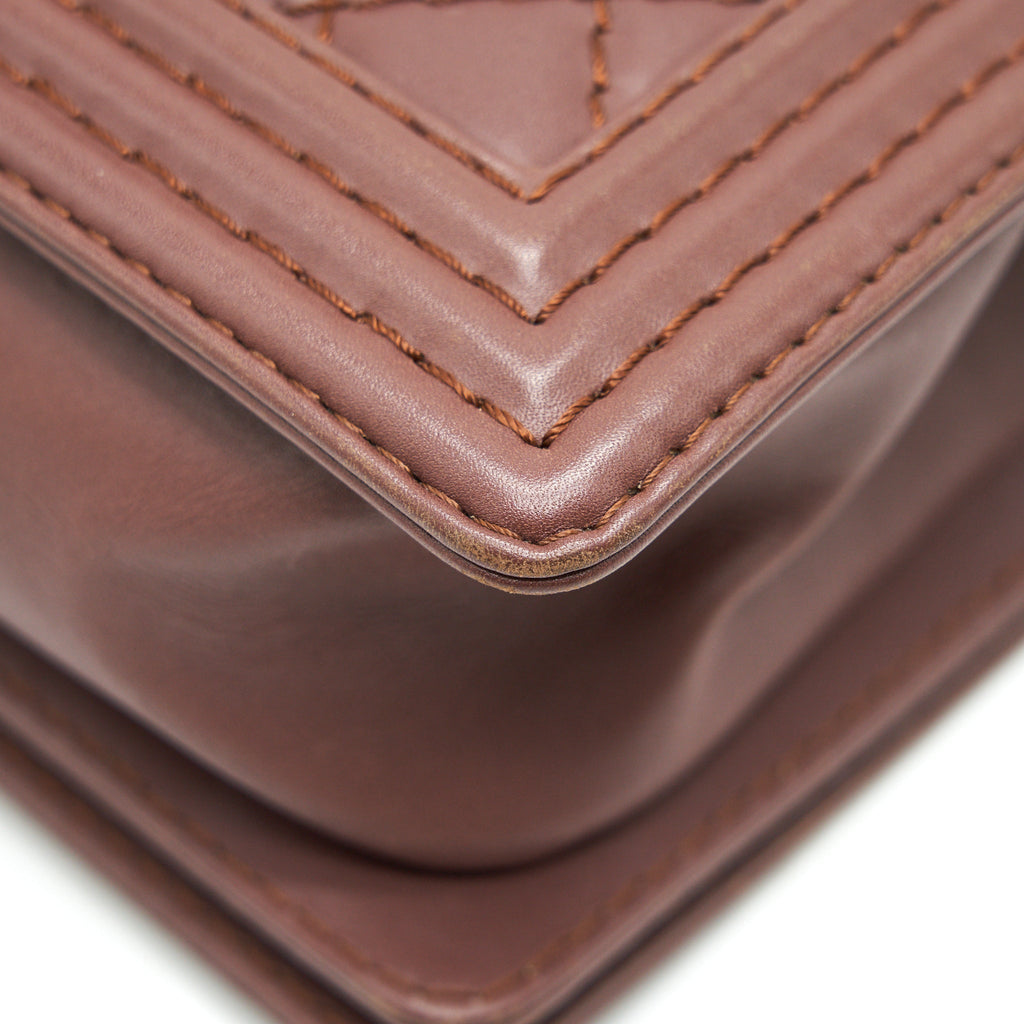 CHANEL MEDIUM BOY CHANEL BAG CHOCOLATE BROWN