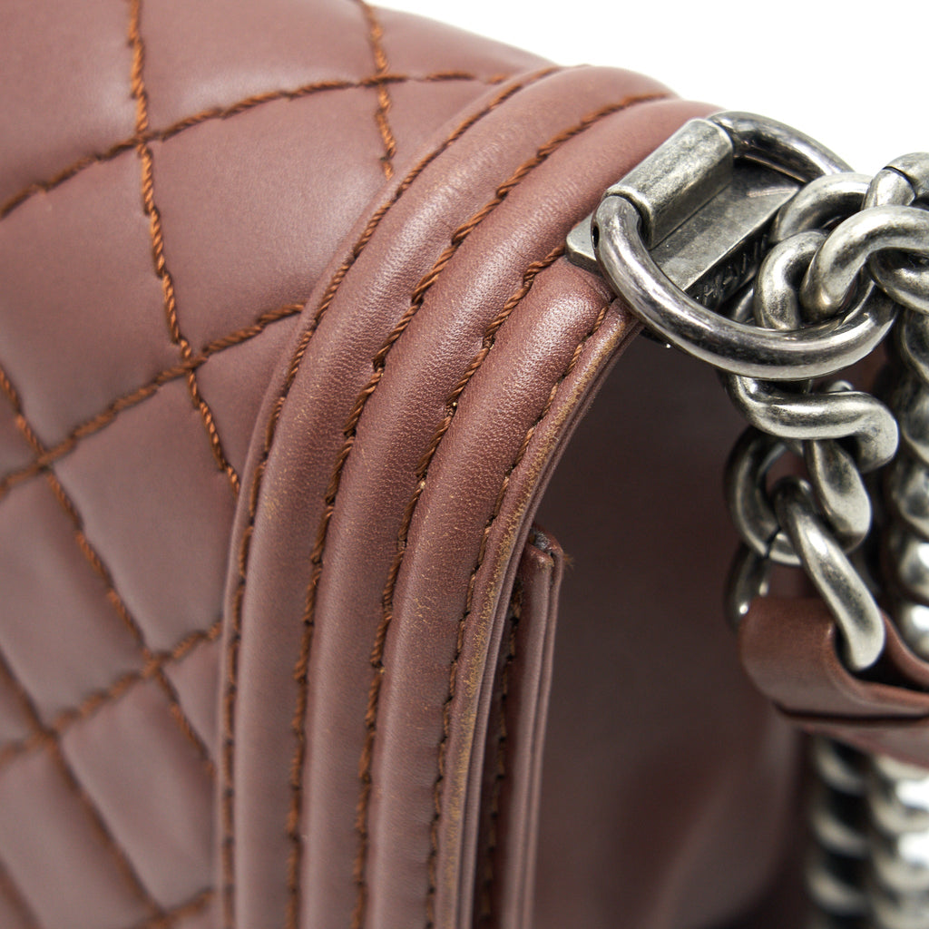 CHANEL MEDIUM BOY CHANEL BAG CHOCOLATE BROWN