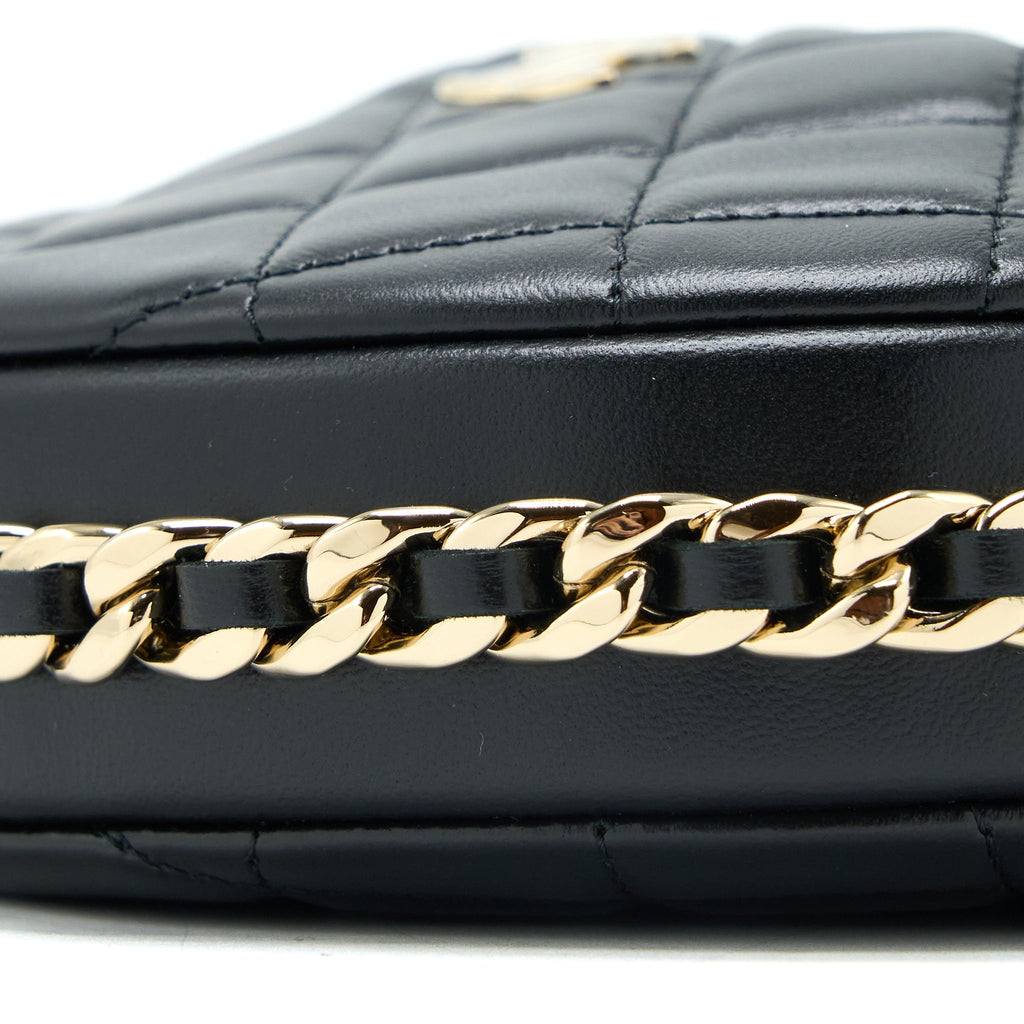Chanel 23C Round Clutch Lambskin Black L (Microchip)