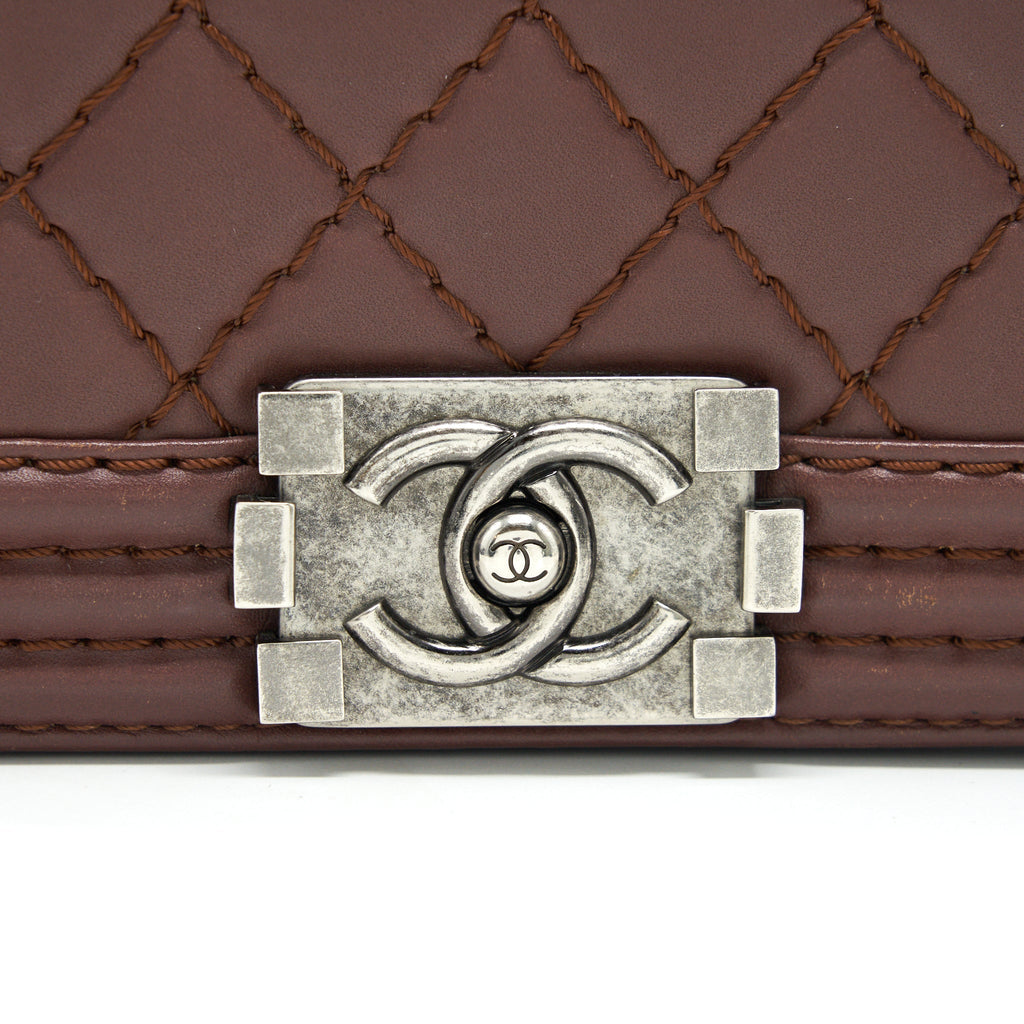 CHANEL MEDIUM BOY CHANEL BAG CHOCOLATE BROWN