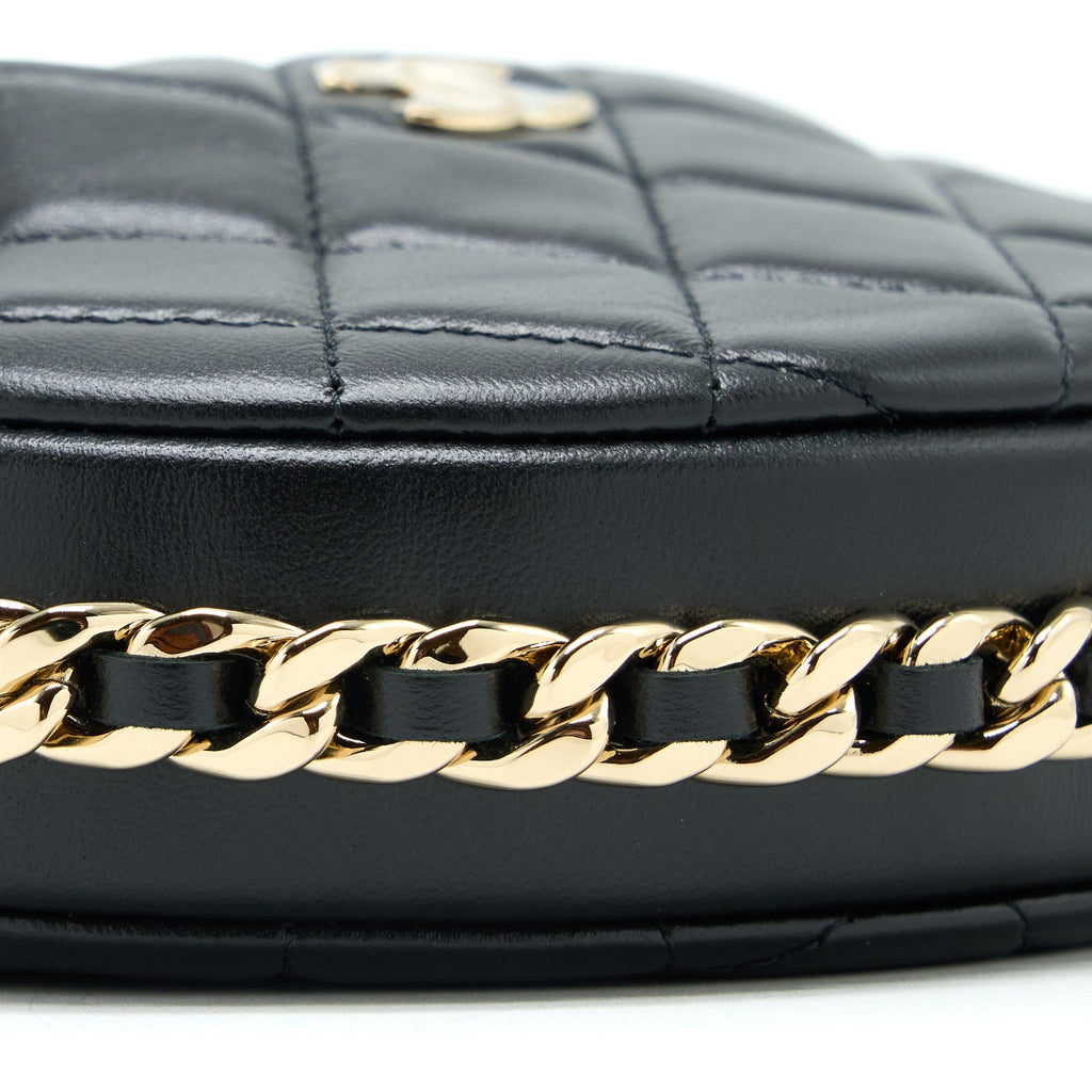 Chanel 23C Round Clutch Lambskin Black L (Microchip)