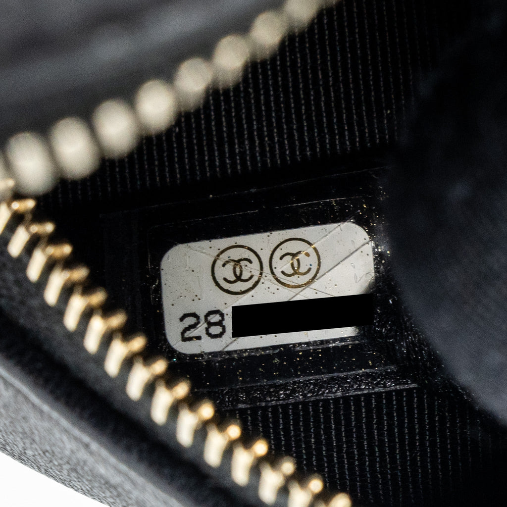 Chanel Limited Edition Charm Round Clutch With Chain Lambskin Black