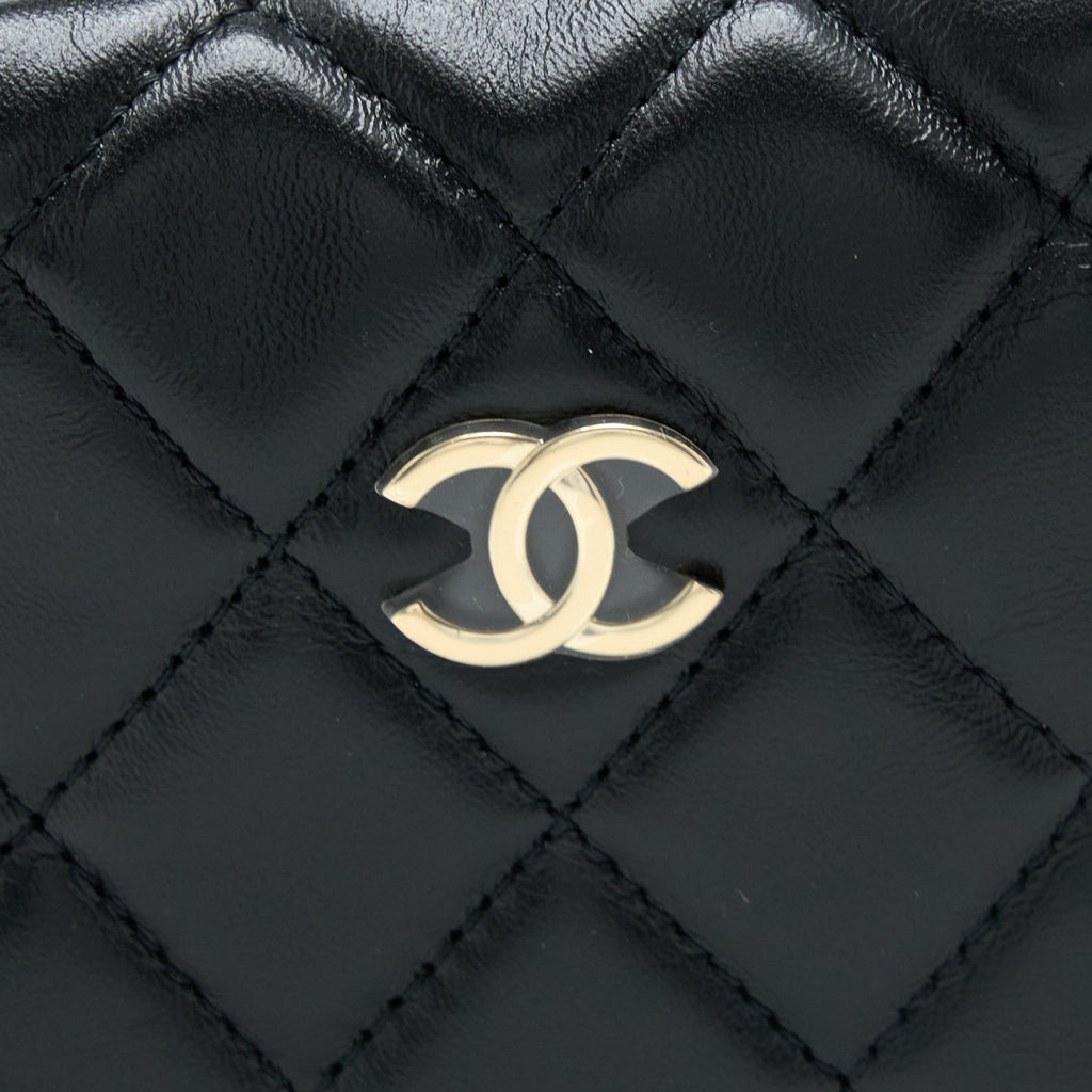 Chanel 23C Round Clutch Lambskin Black L (Microchip)