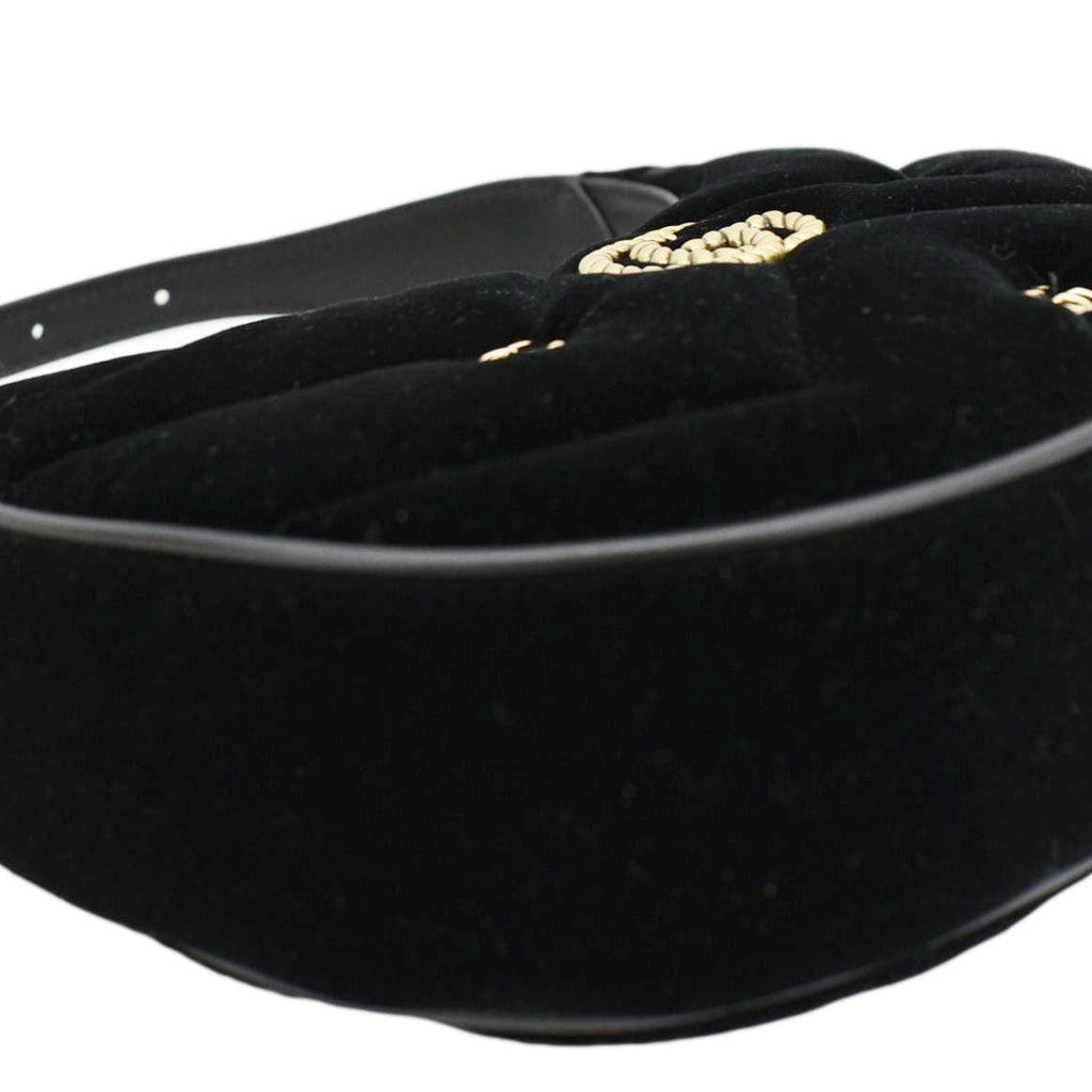 GUCCI GG Marmont Half Moon Mini Leather Shoulder Bag Black 770983
