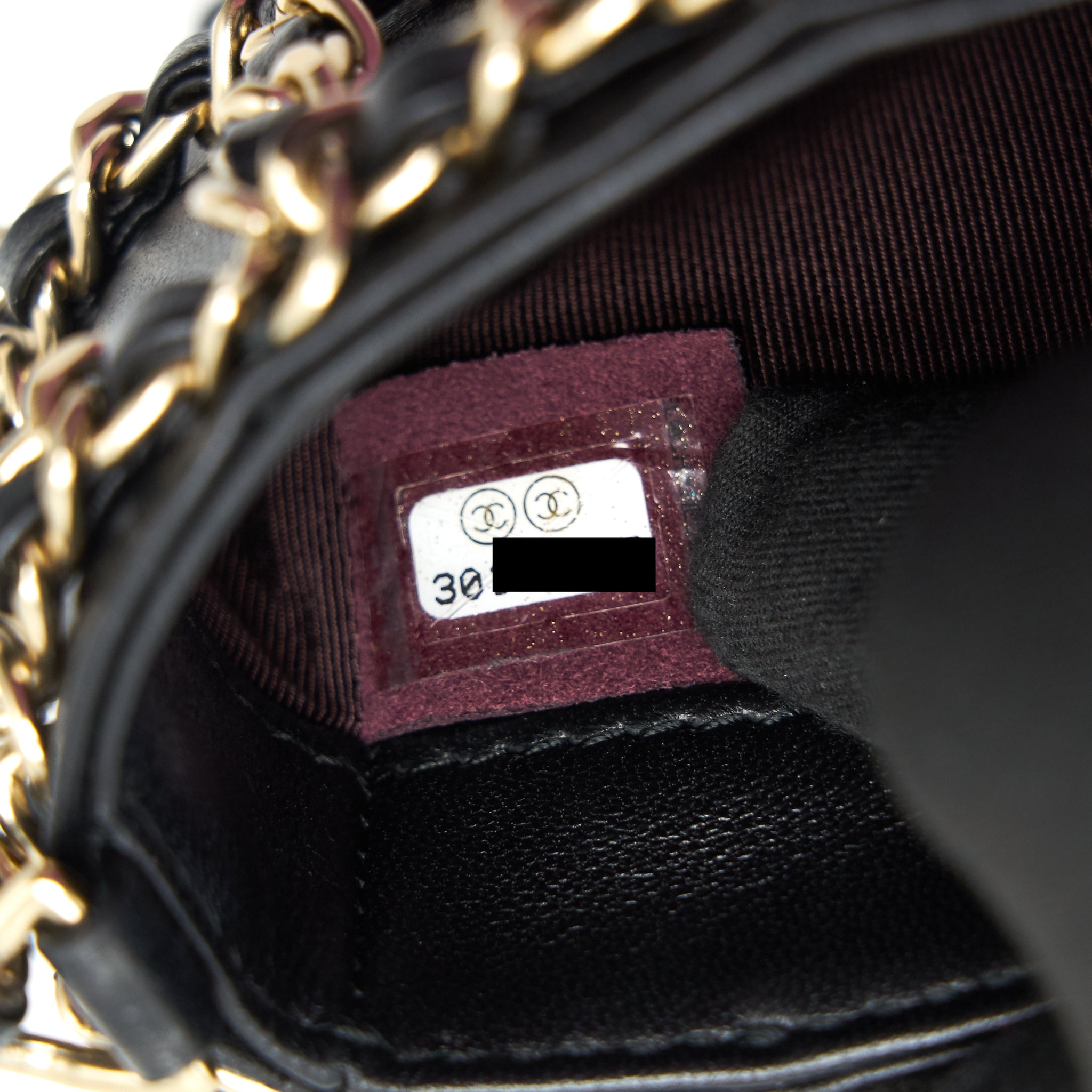 Chanel Gold Clutch O Chain Phone Holder black