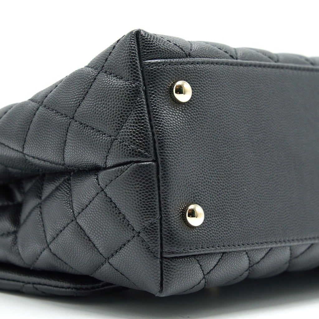 Chanel Small Coco Handle Flap Bag Caviar Black L