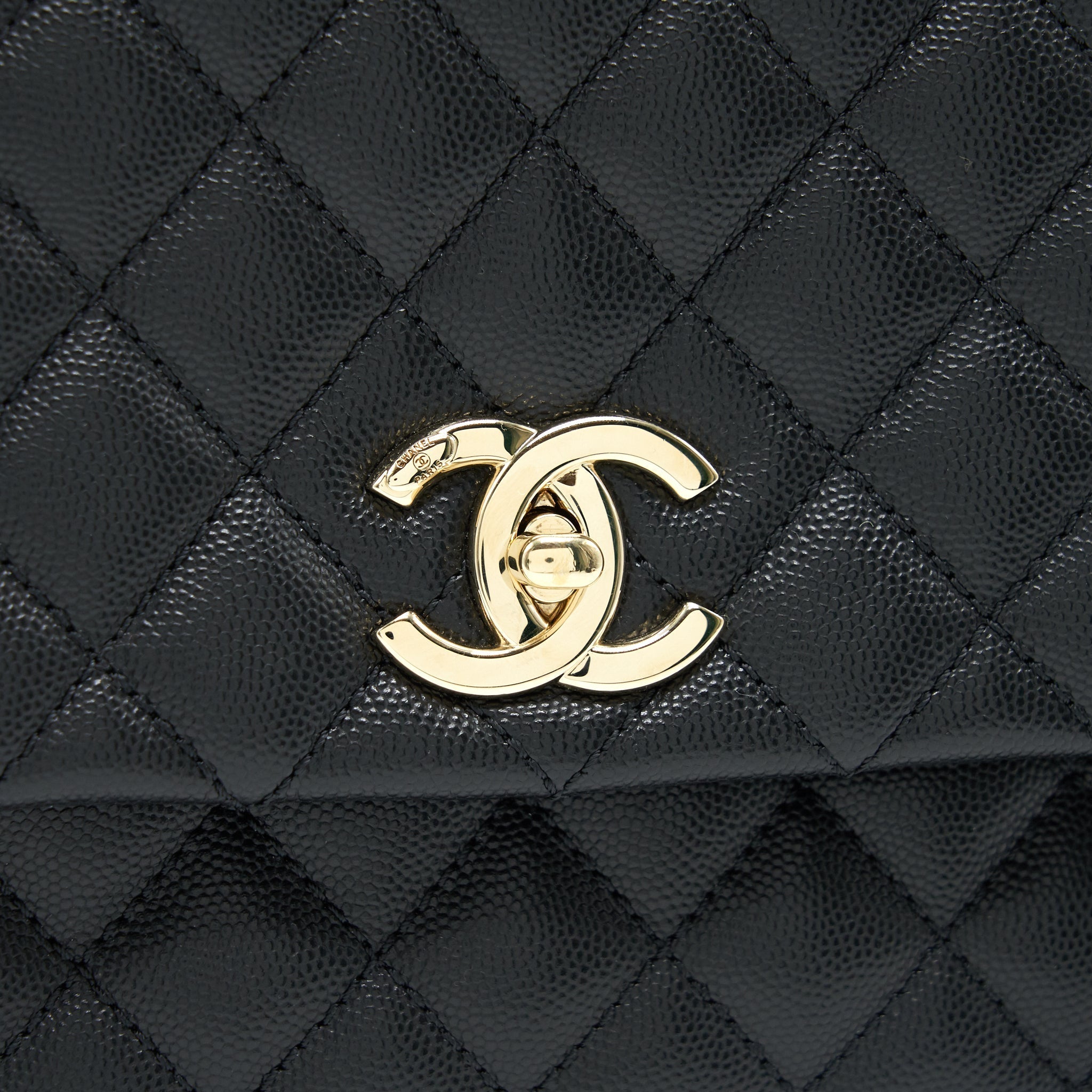 Chanel Small Coco Handle Flap Bag Caviar Black L