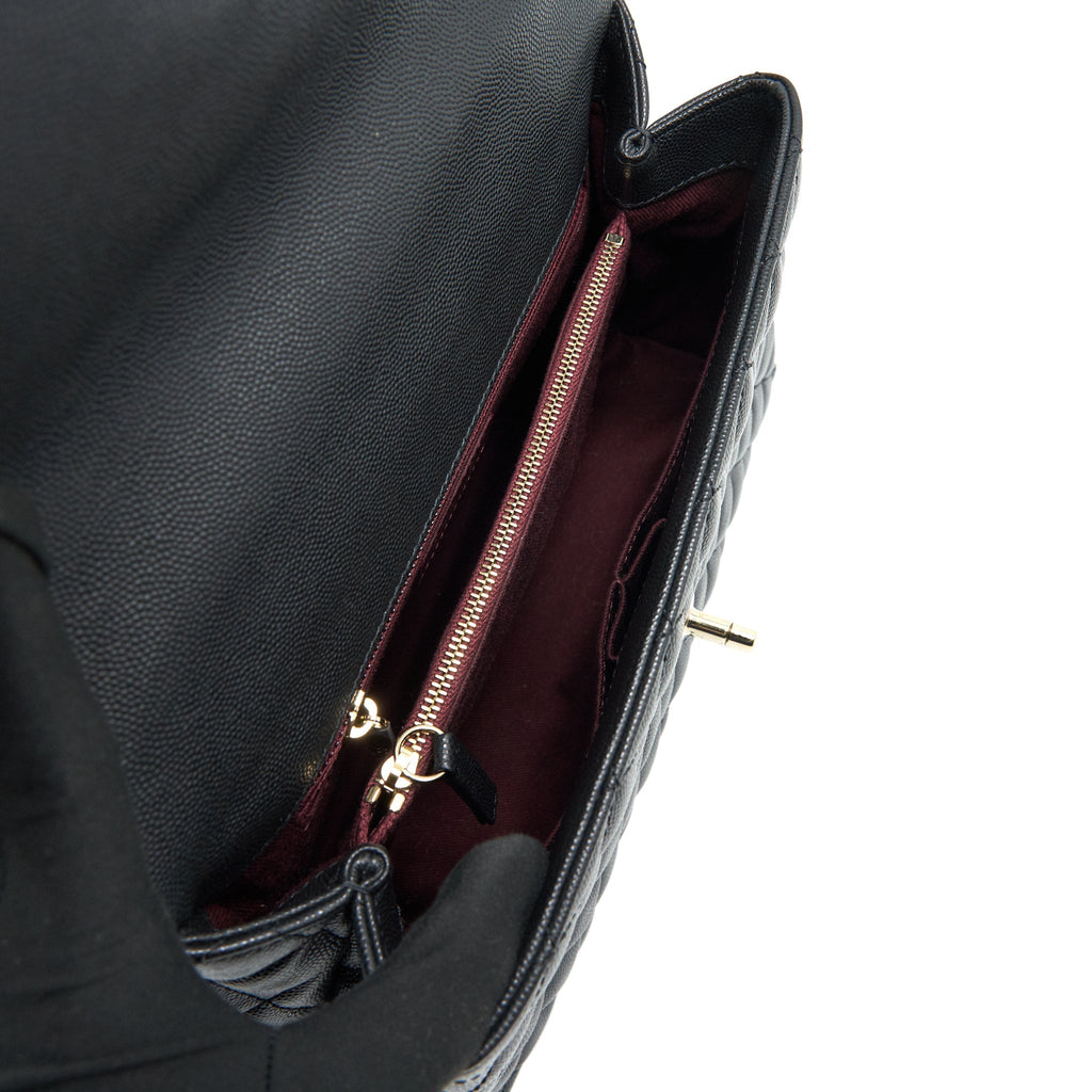 Chanel Small Coco Handle Flap Bag Caviar Black L