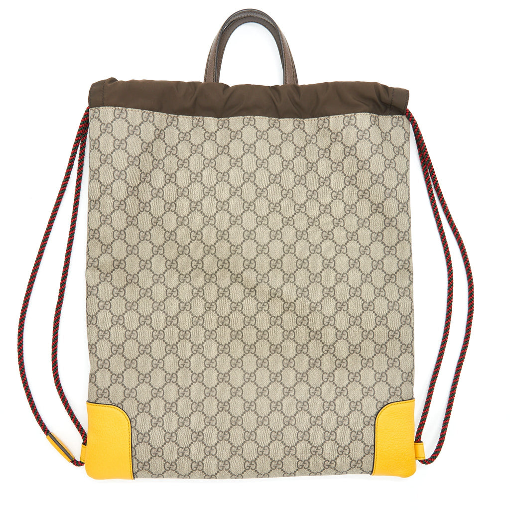 Gucci Drawstring Backpack GG Supreme Beige/Yellow