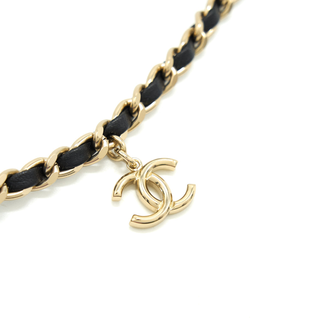 Chanel Gold Clutch O Chain Phone Holder black