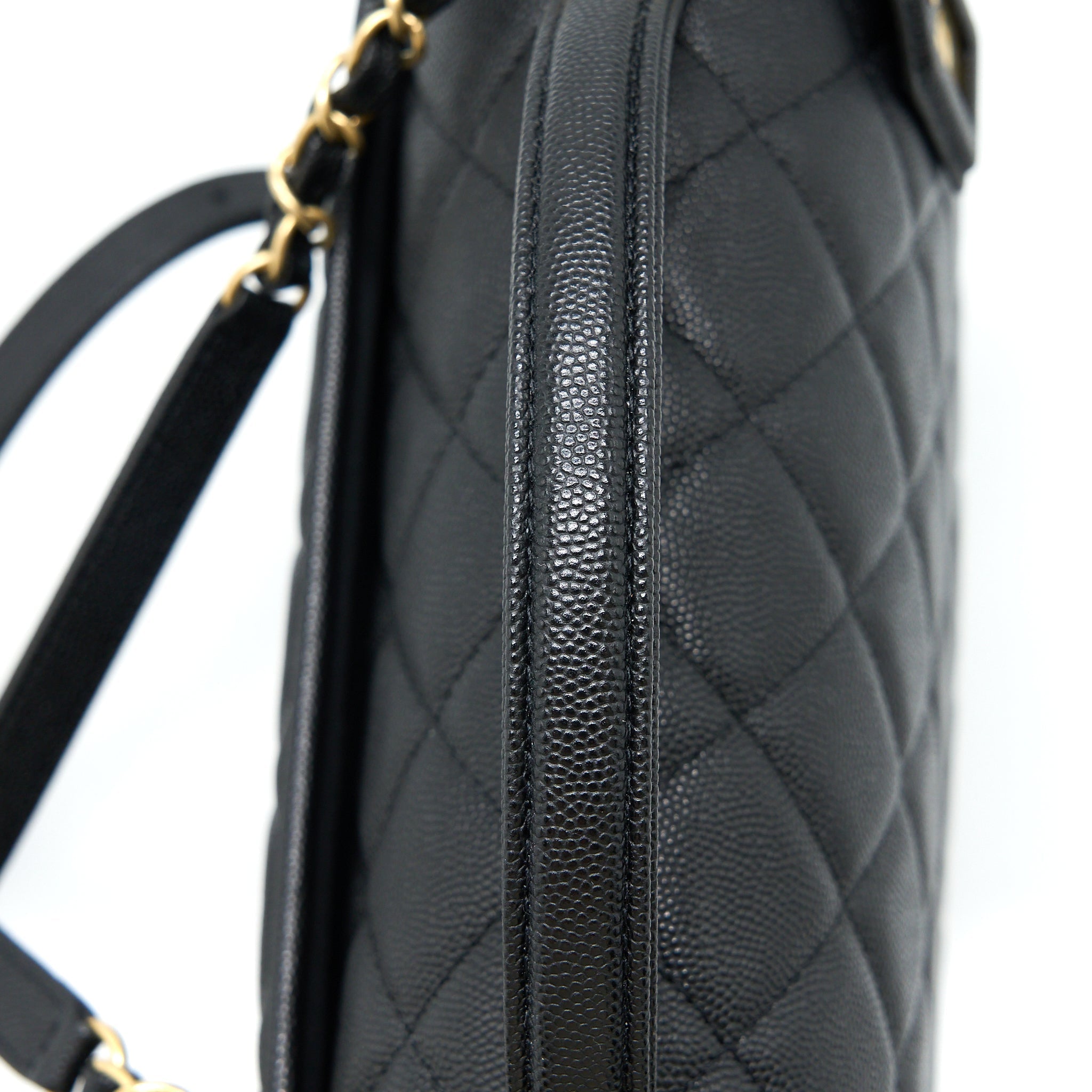 Chanel 22K Large Backpack Caviar Black Brushed  (Microchip)