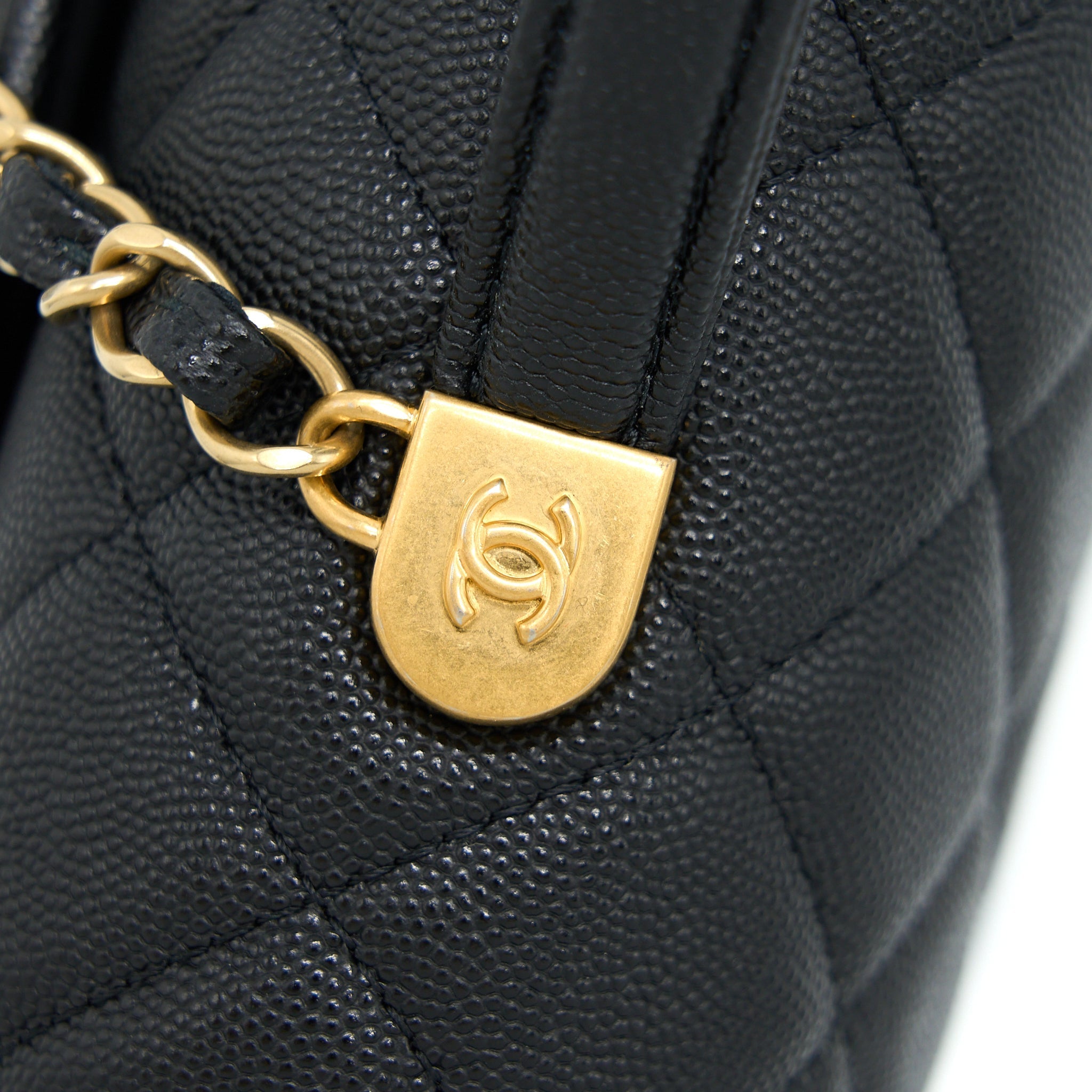 Chanel 22K Large Backpack Caviar Black Brushed  (Microchip)
