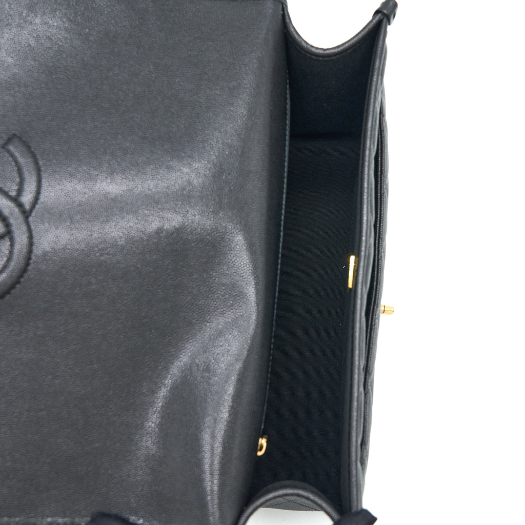 Chanel 22K Large Backpack Caviar Black Brushed  (Microchip)
