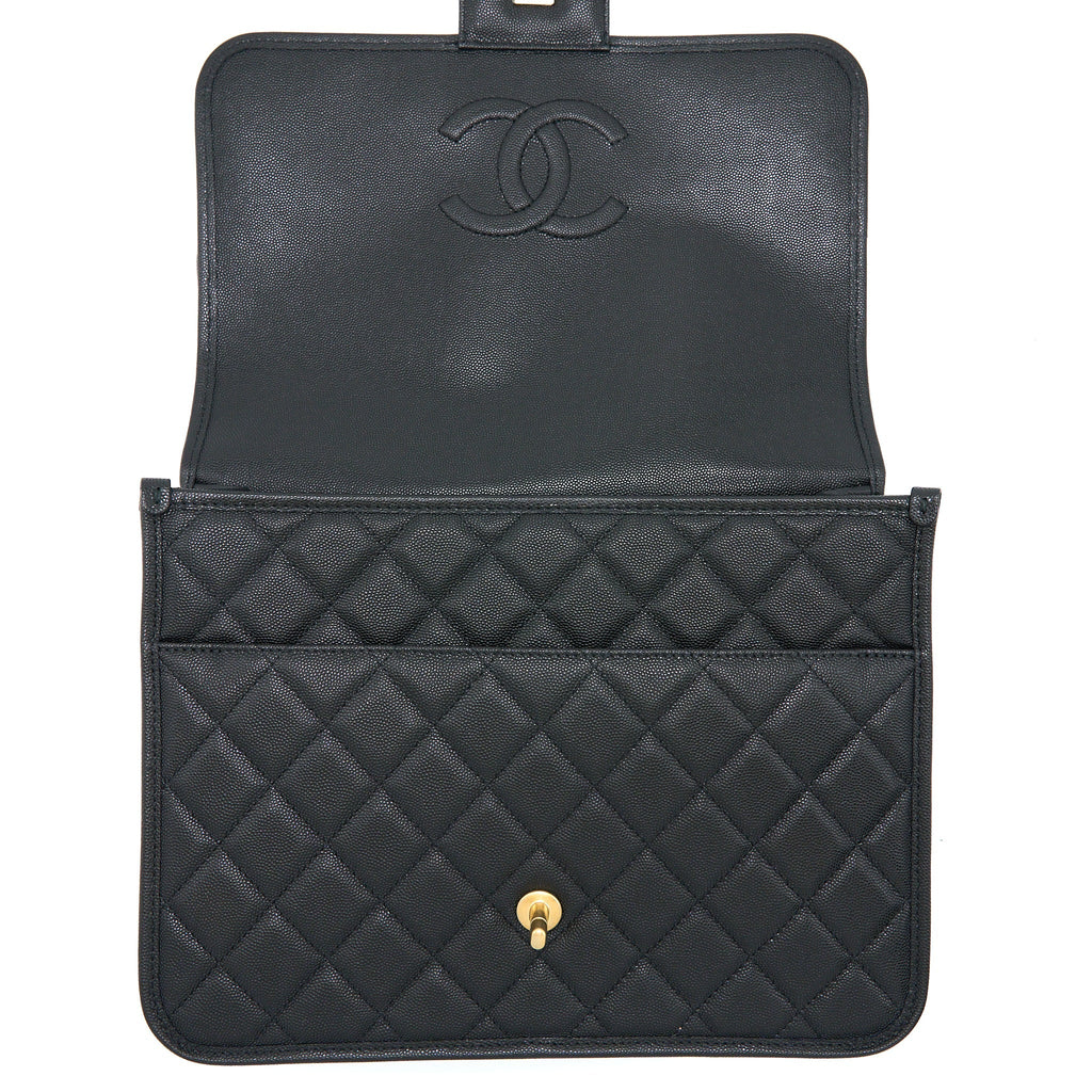 Chanel 22K Large Backpack Caviar Black Brushed  (Microchip)