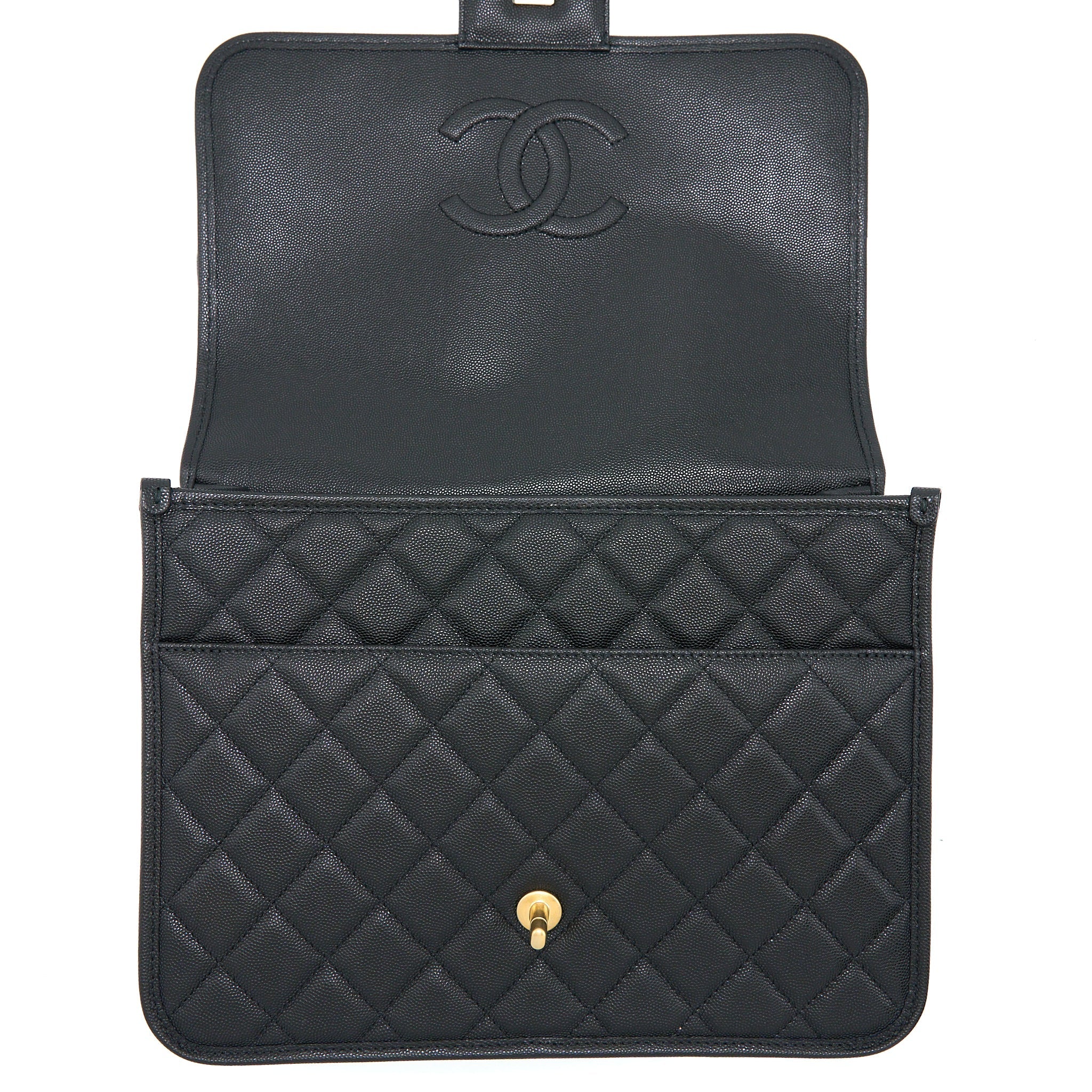 Chanel 22K Large Backpack Caviar Black Brushed  (Microchip)
