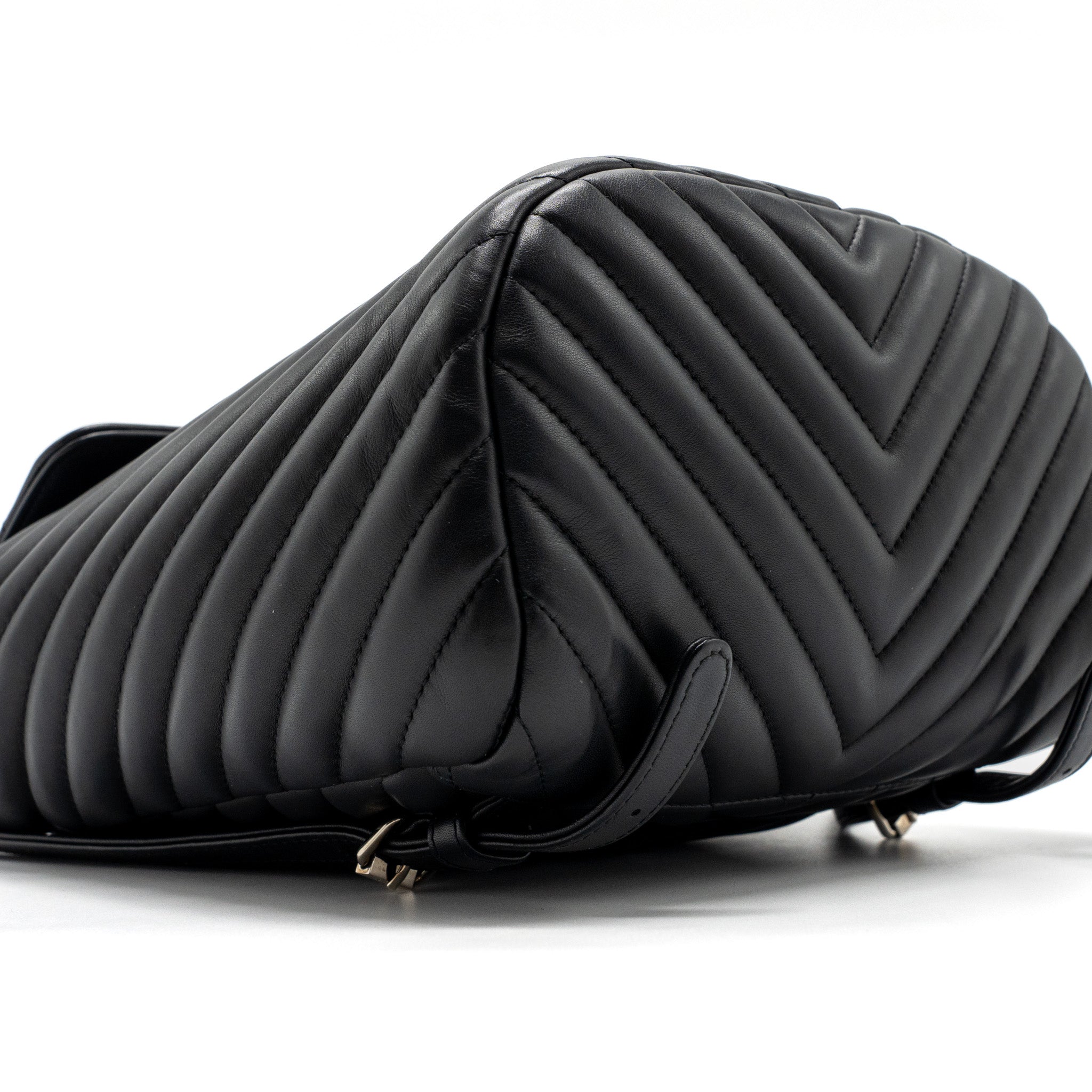 Chanel Small Urban Spirit Backpack Chevron Calfskin Black