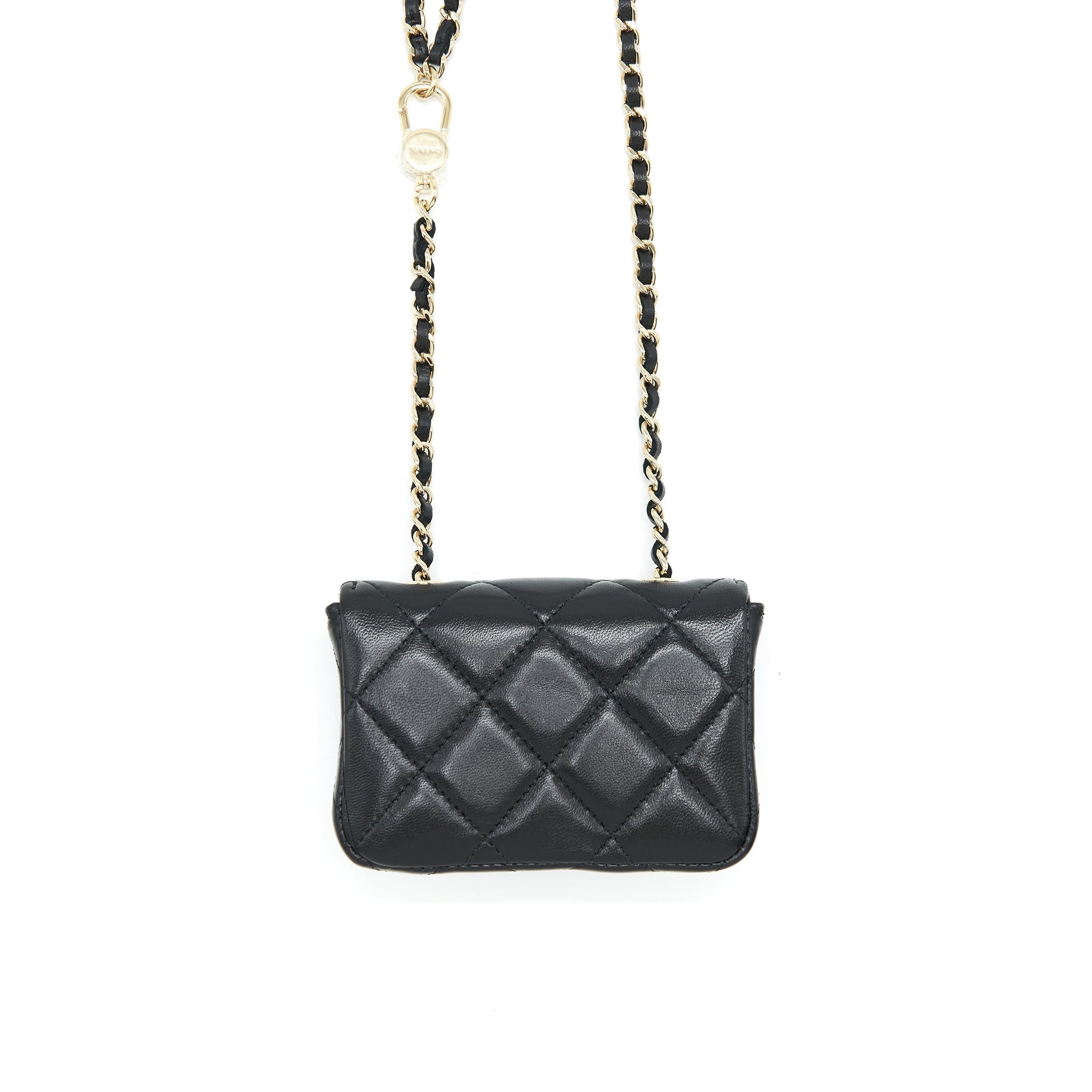 Chanel Mini Flap Belt Bag With Ribbon Lambskin Black L