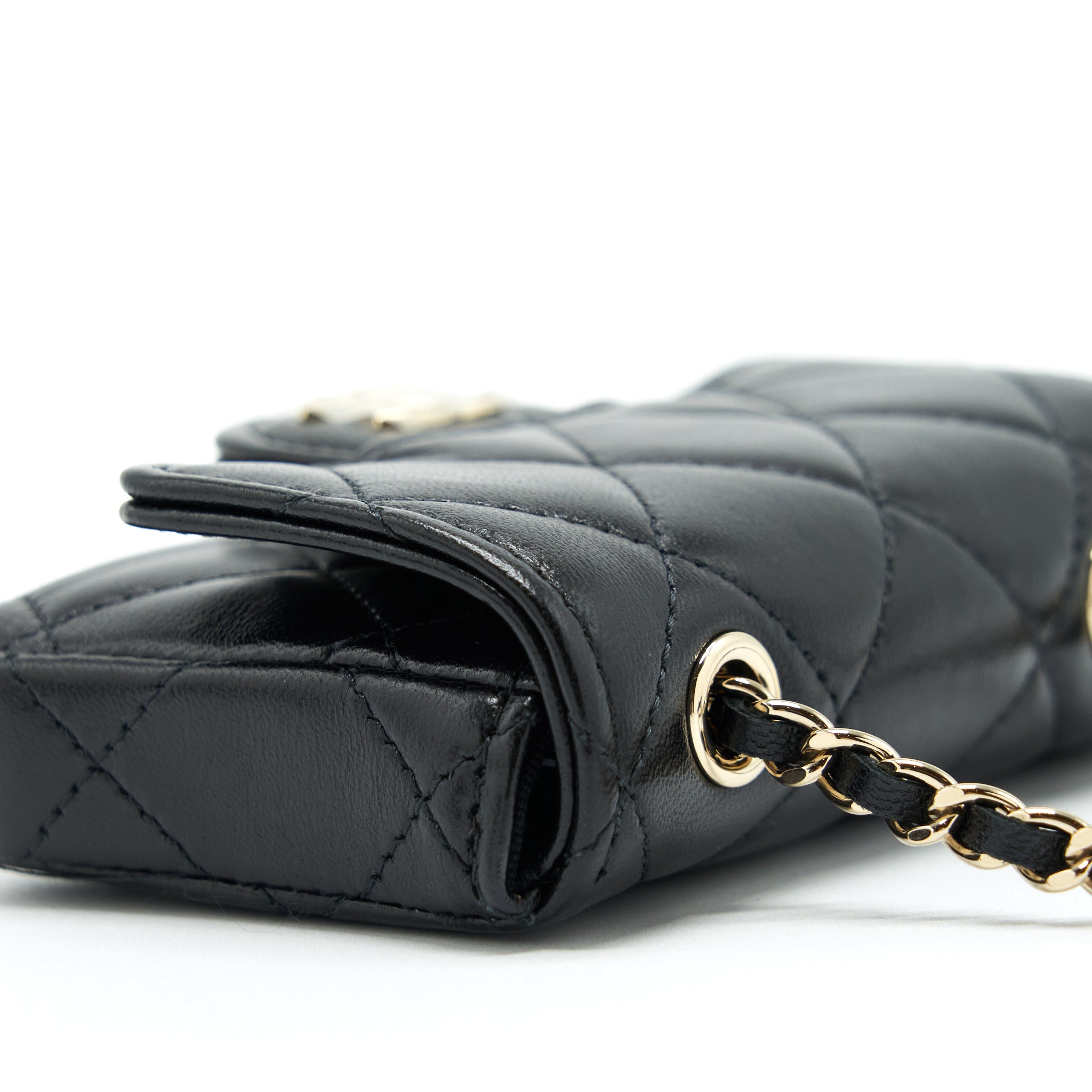 Chanel Mini Flap Belt Bag With Ribbon Lambskin Black L