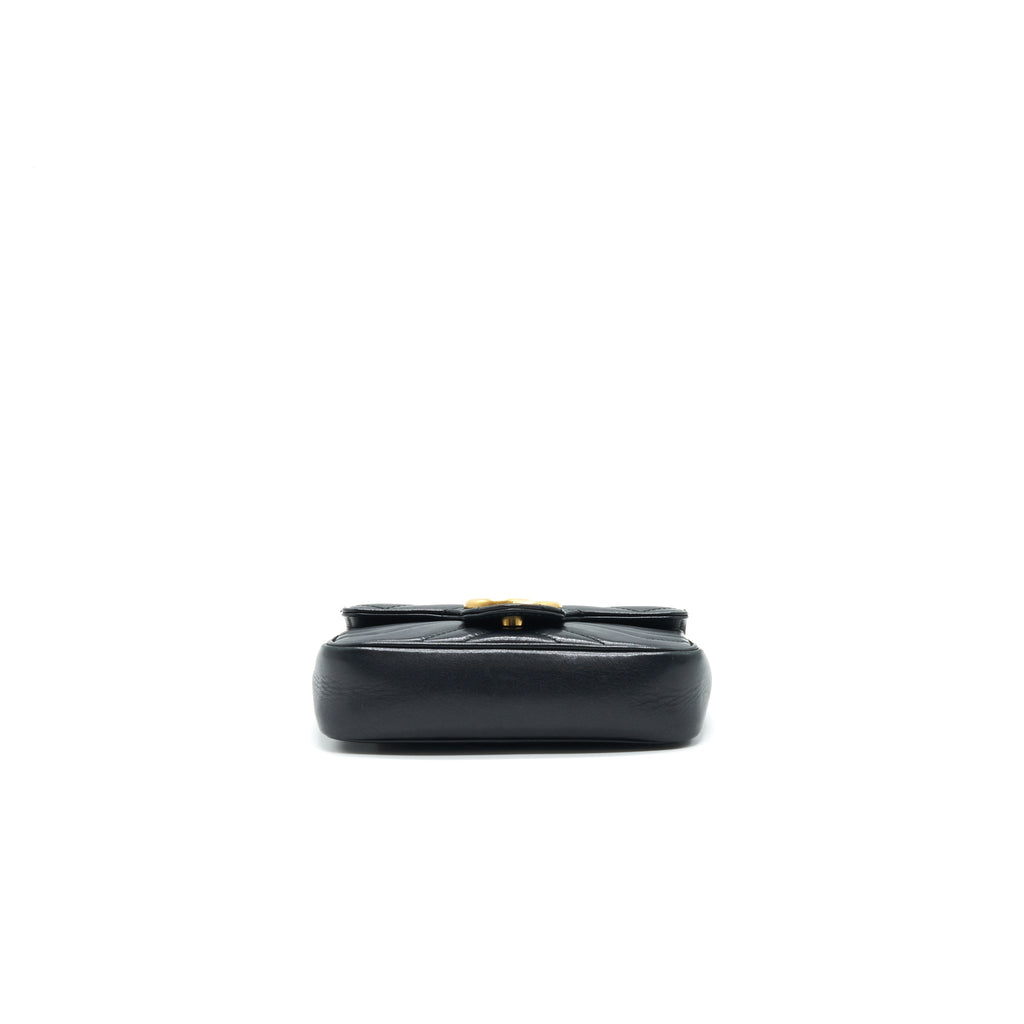 GUCCI GG MARMONT SUPER MINI LEATHER BAG BLACK