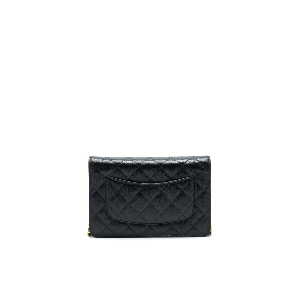 CHANEL WALLET ON CHAIN CAVIER BLACK WITH
