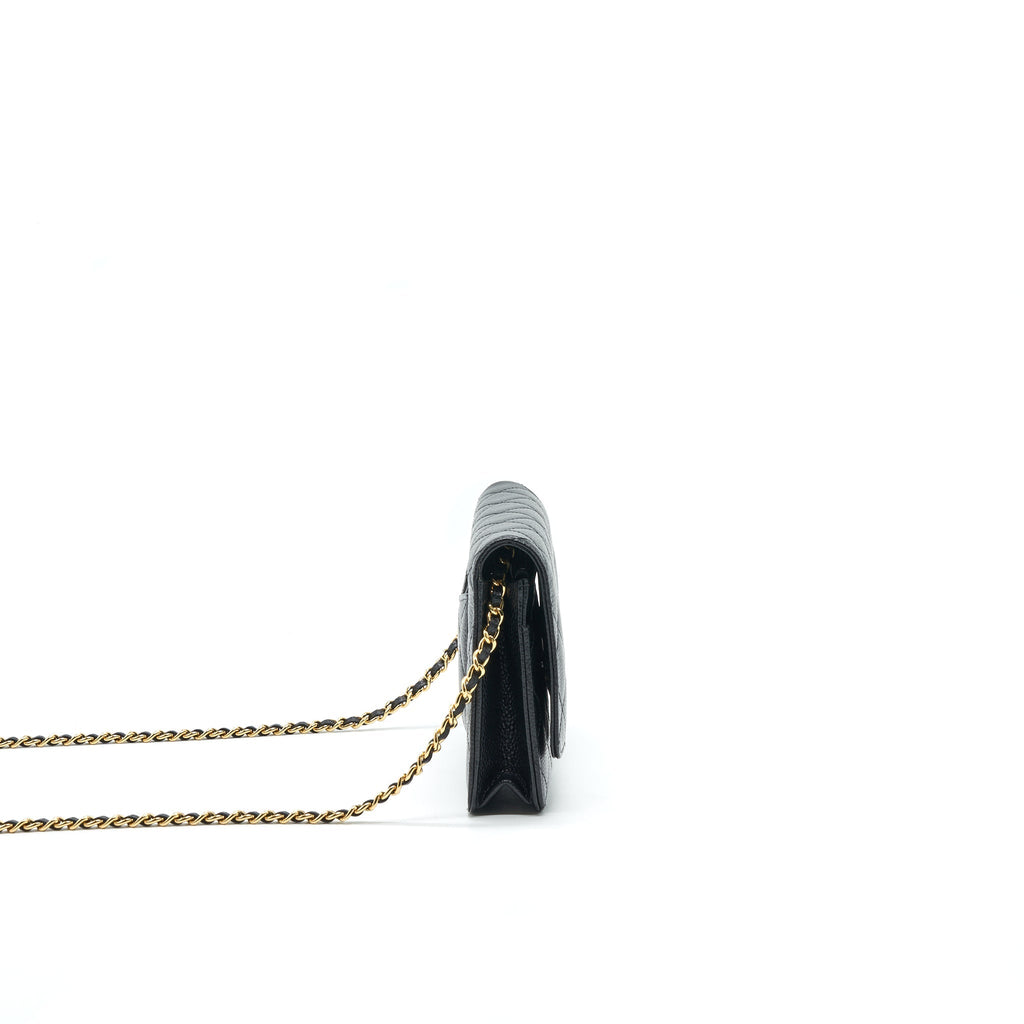 CHANEL WALLET ON CHAIN CAVIER BLACK WITH