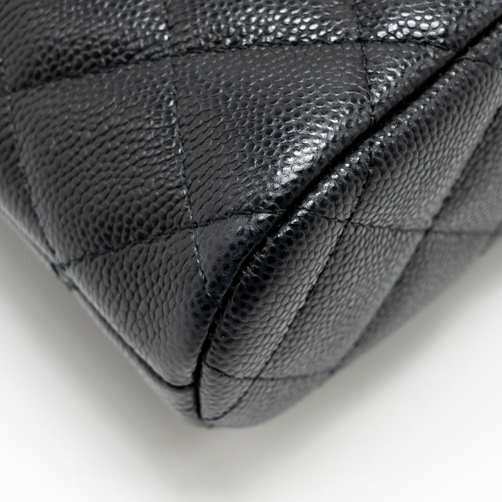 Chanel Classic CC Clutch with Chain Caviar Black L (Microchip)