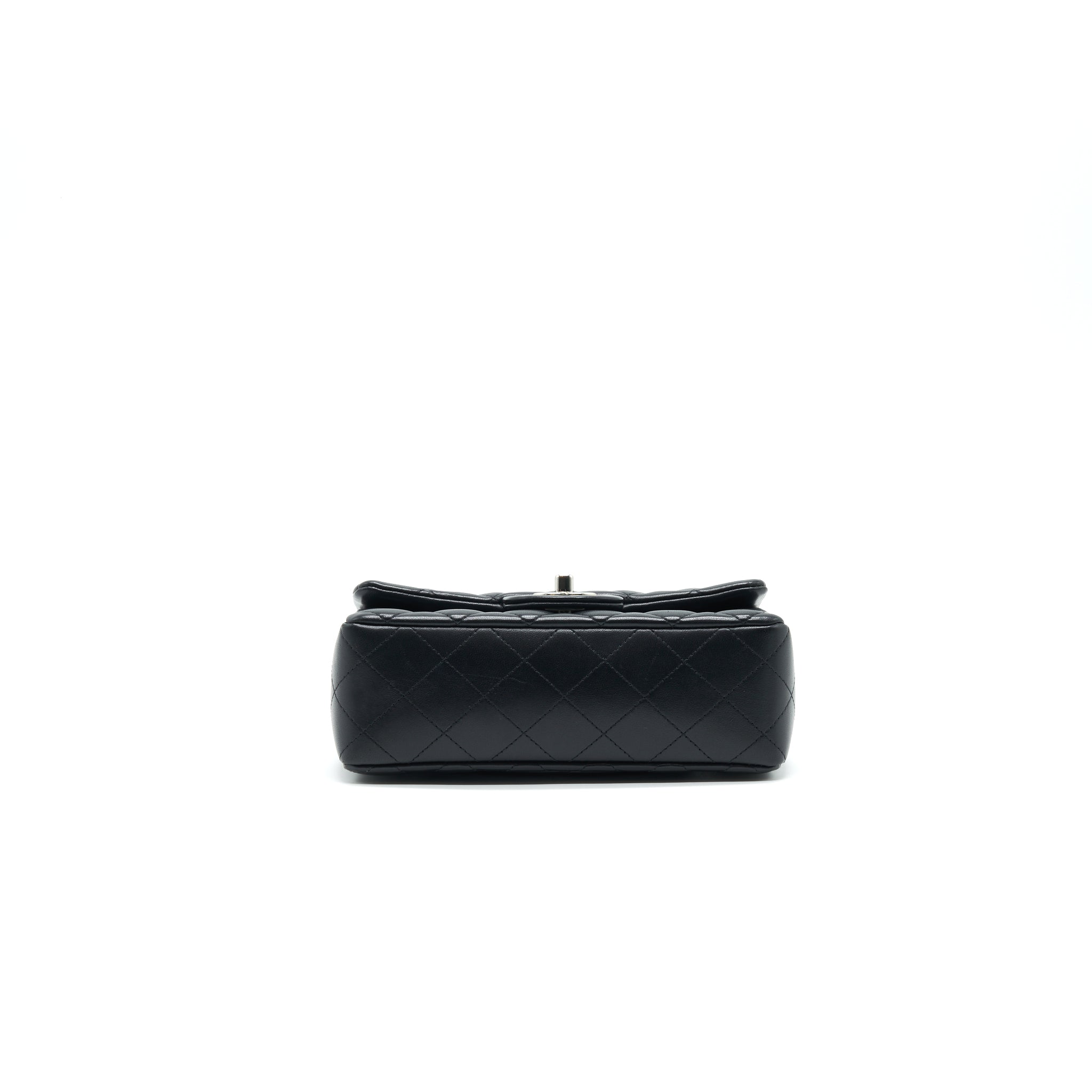 CHANEL LAMBSKIN RECTANGULAR MINI FLAP BAG IN BLACK