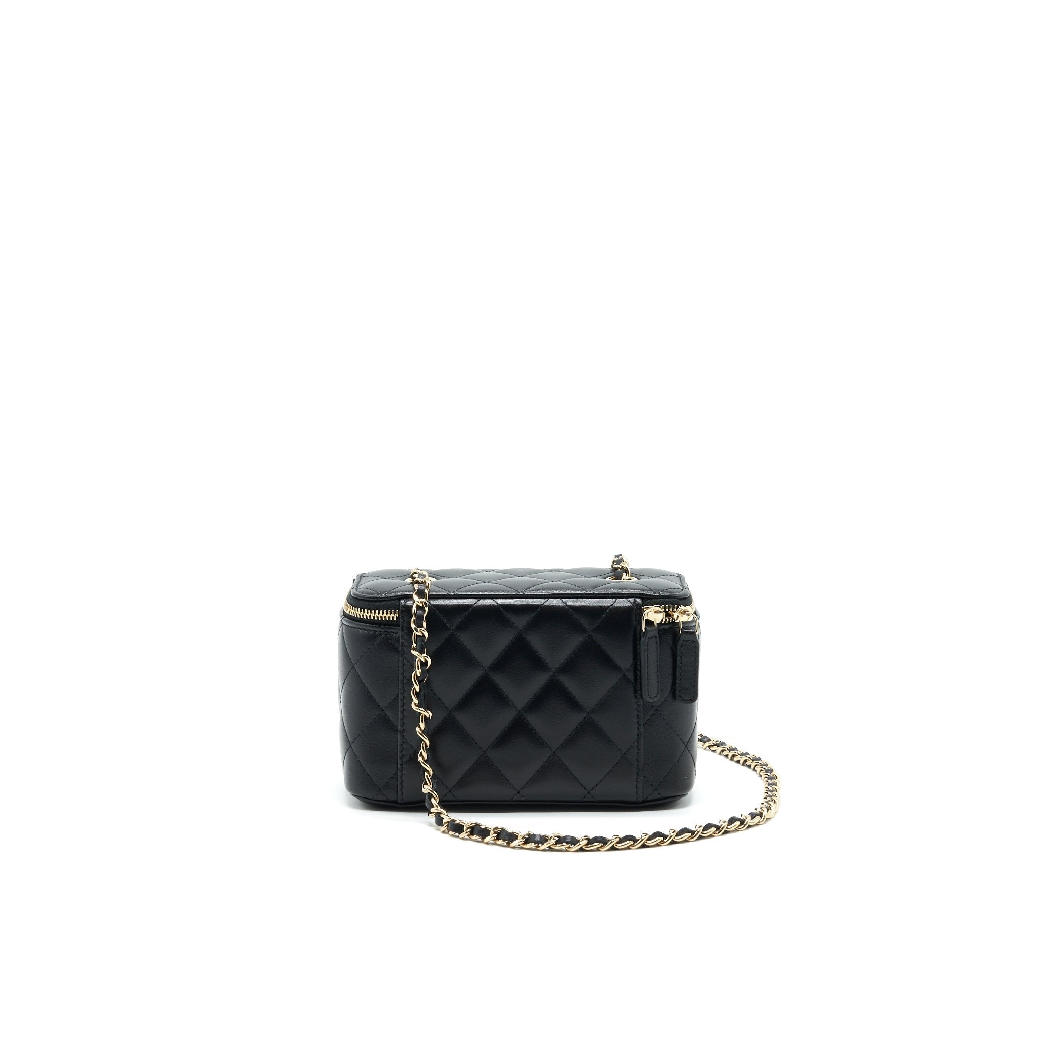Chanel Long Vanity With Chain Lambskin Black L